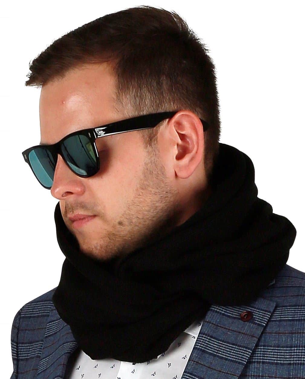 Czarny klasyczny komin MĘSKI szal ciepły elegancki na jesień-zimę 1A