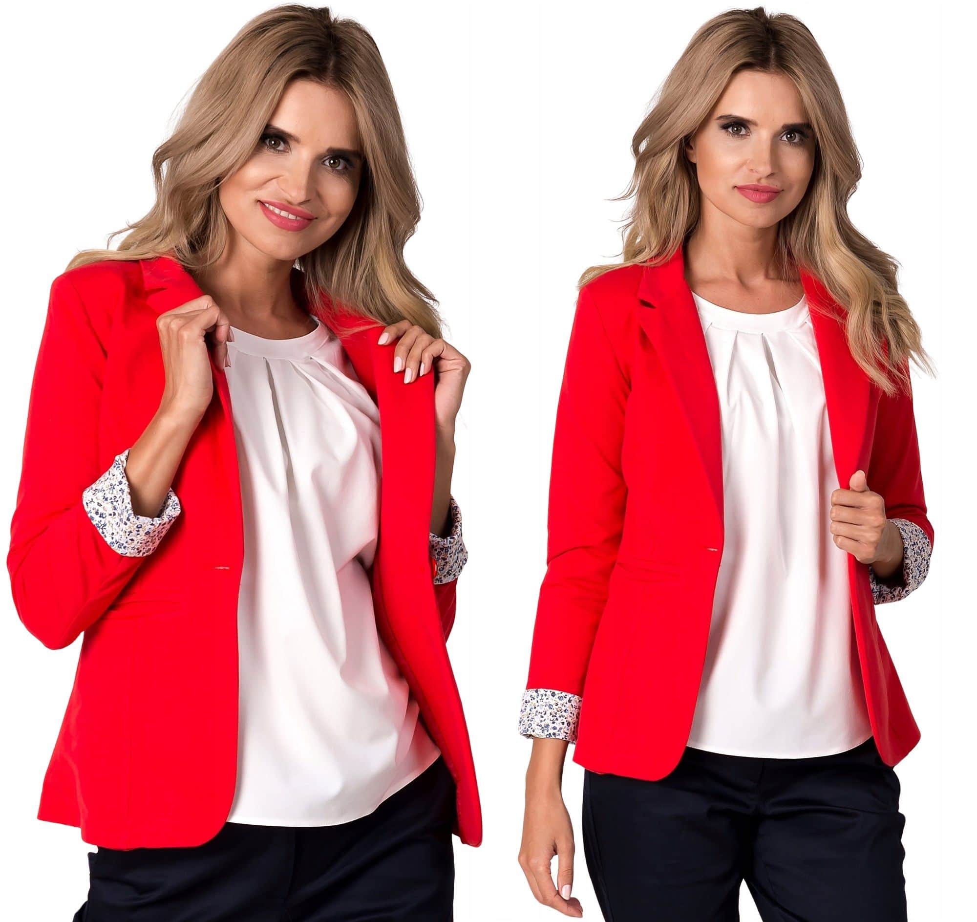 MODNY ŻAKIET damski BOYFRIEND MANKIETY wywijane bawełna PLUS SIZE 3XL/46