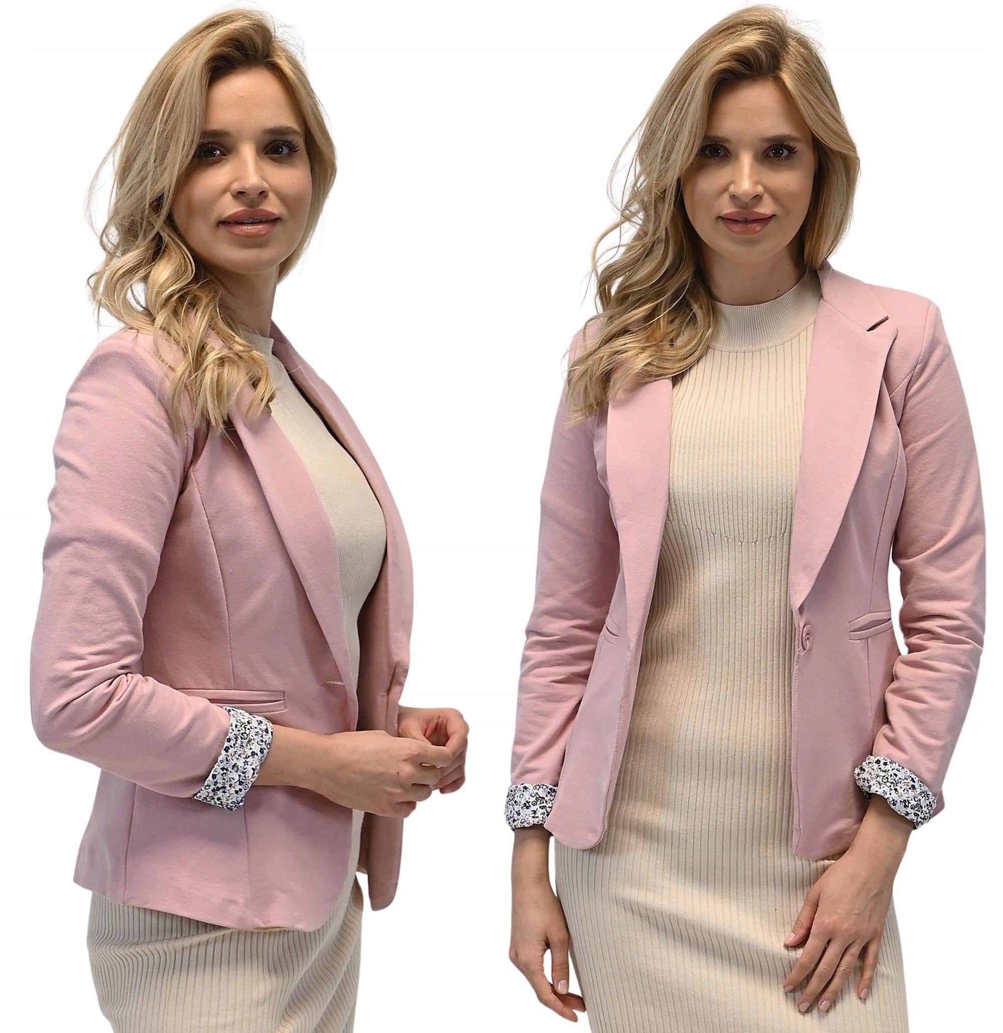MARYNARKA damska włoska żakiet bawełniany rękaw wywyijany STYLOWA 4XL/48