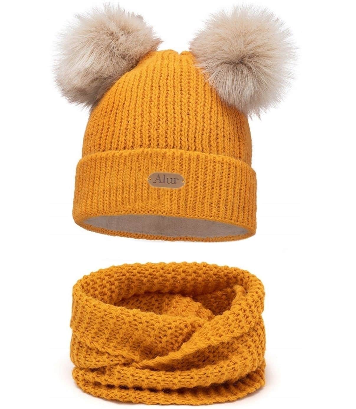 KOMPLET DZIECIĘCY CZAPKA KOMIN na zimę gruby POLAR