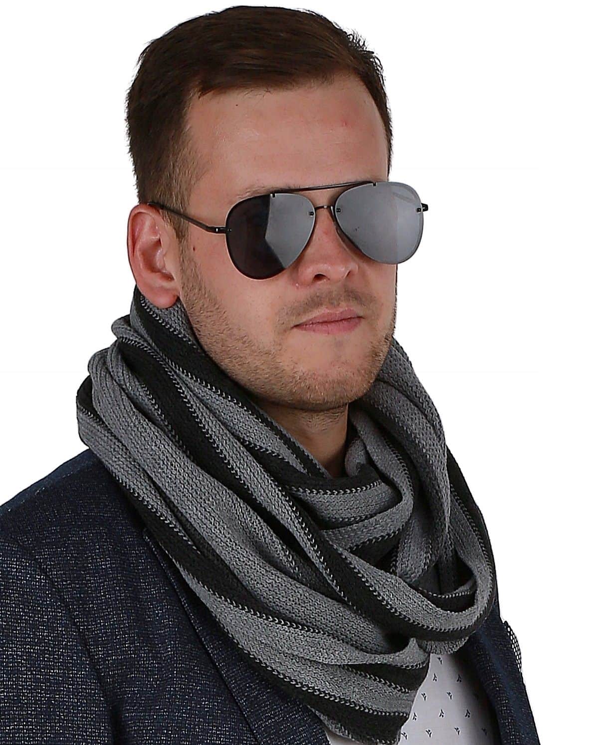 Casualowy modny KOMIN MĘSKI - szalik na prezent zimowy ciepły 1M