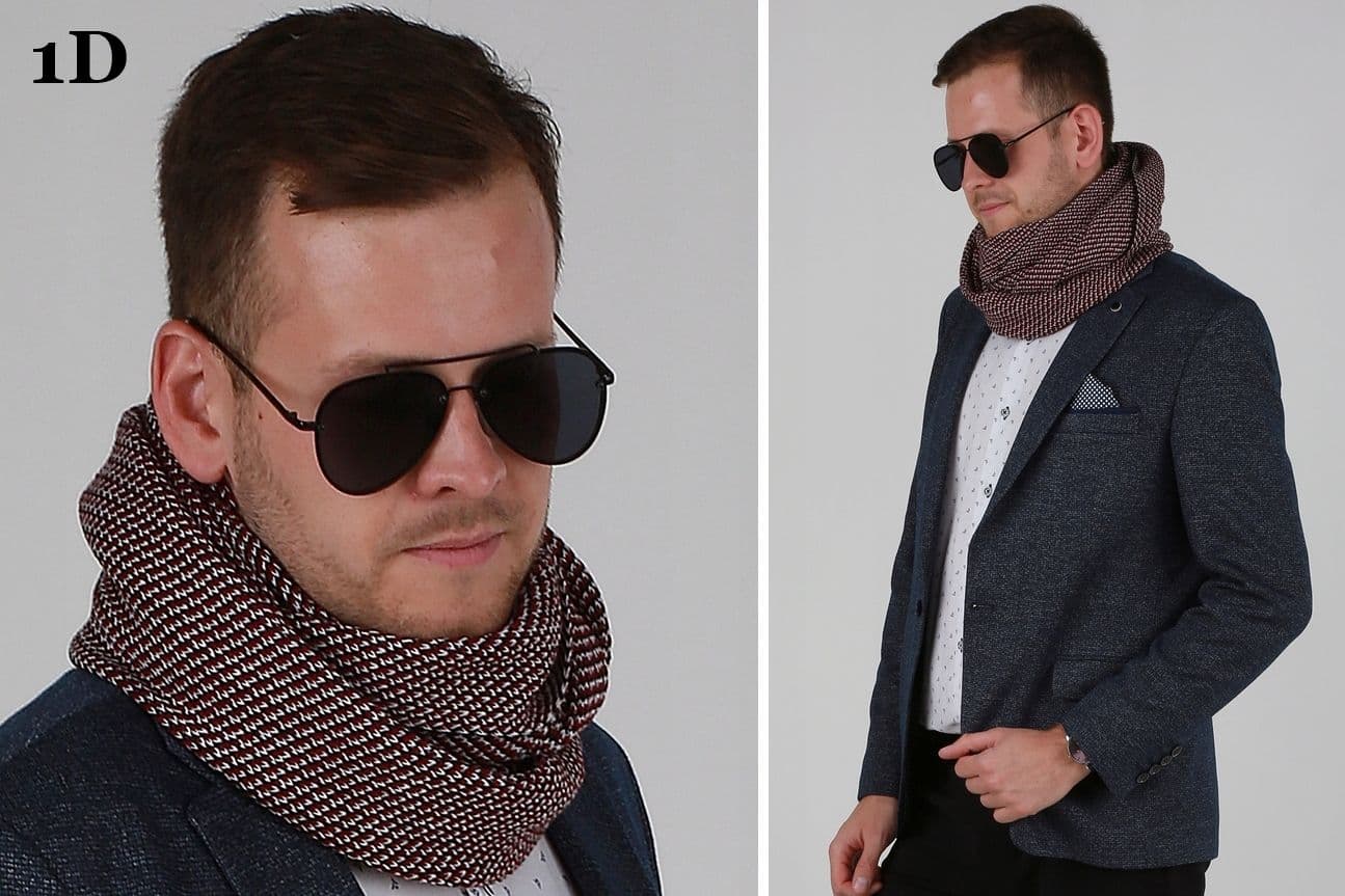 Stylowy męski ciepły komin szal na zimę 1J