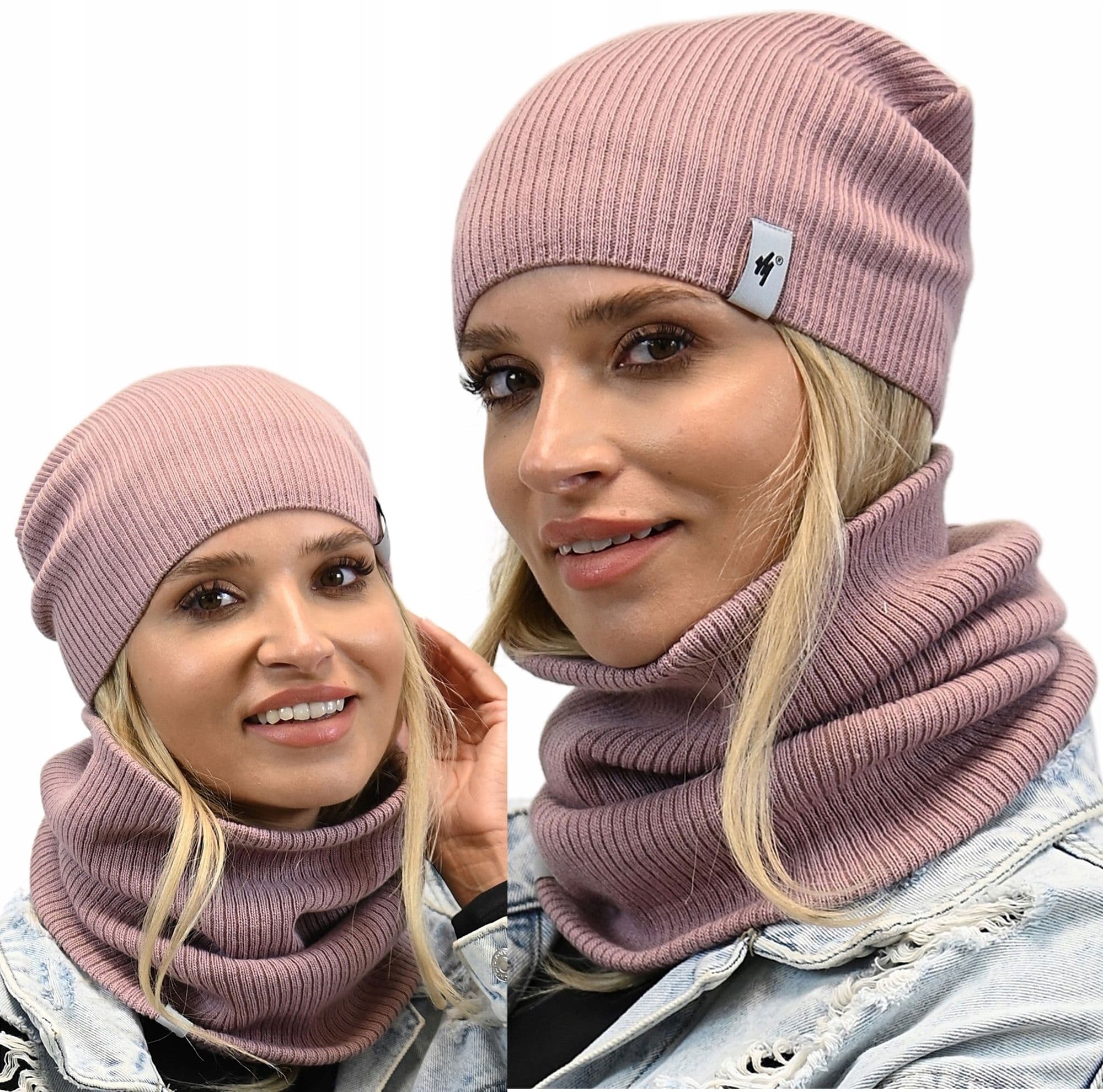 Damski Zestaw CZAPKA Z KOMINEM na zimę POLSKI komplet beanie tuba