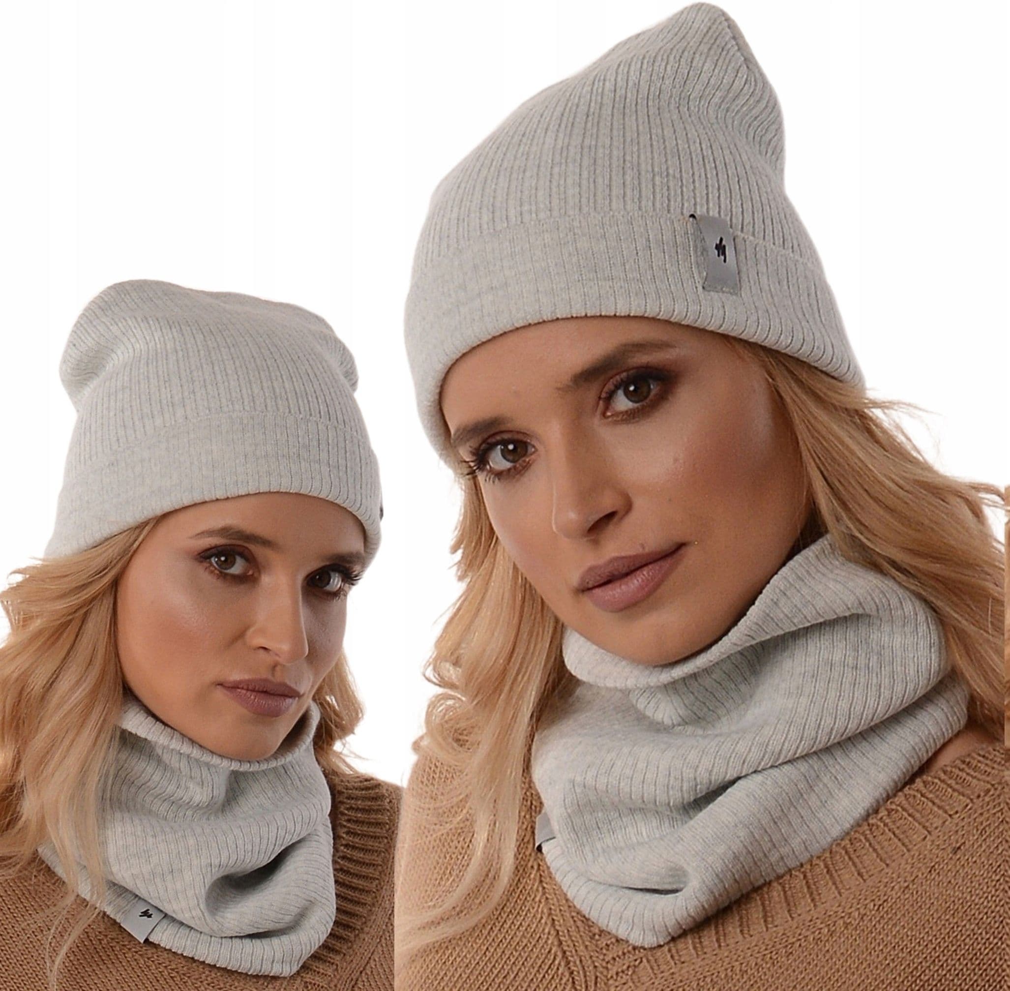 Damski Zestaw CZAPKA Z KOMINEM polski producenta szalik tuba beanie