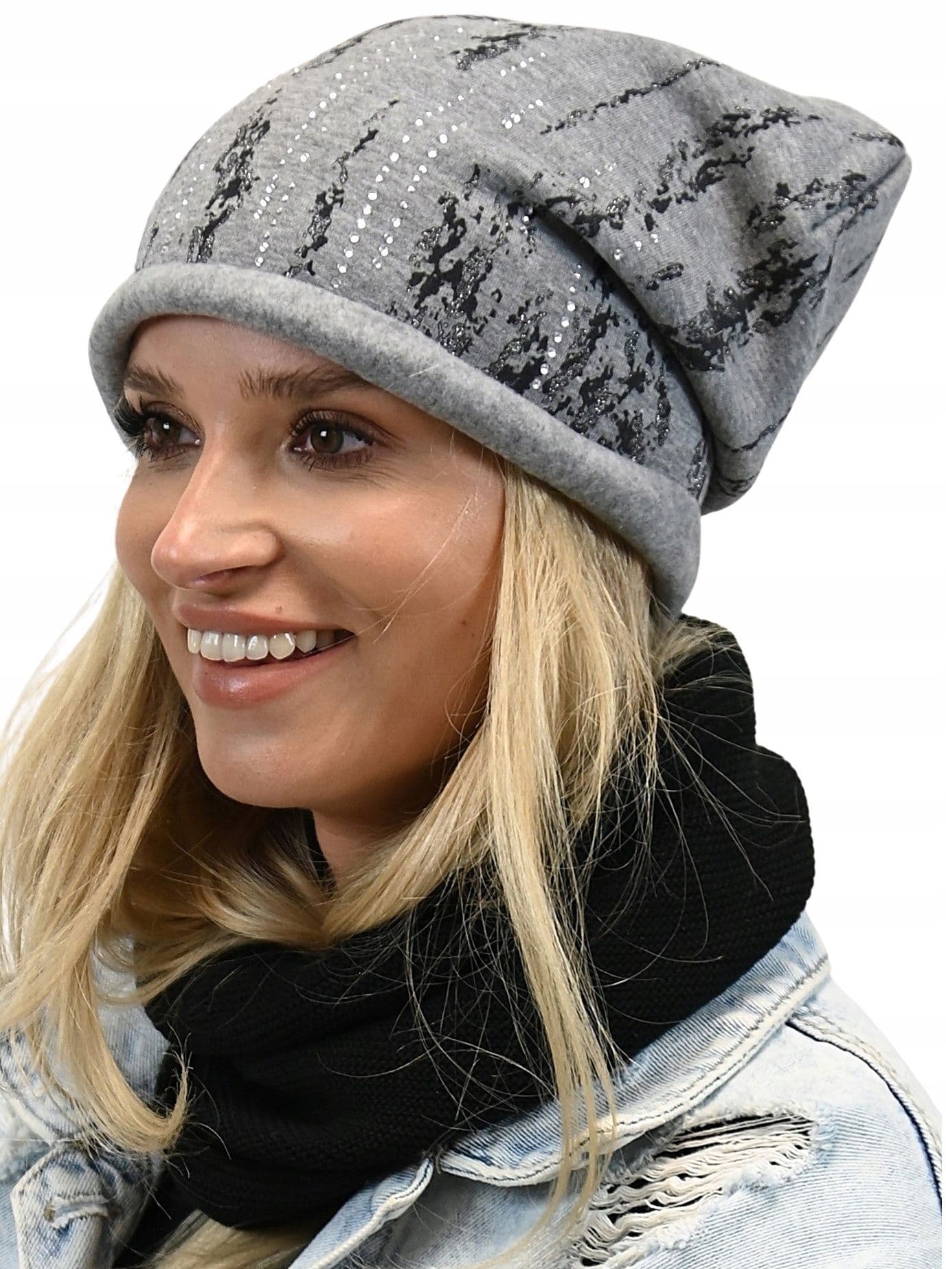 CZAPKA BEANIE damska bawełniana z lekkim polarkiem smerfetka Polska