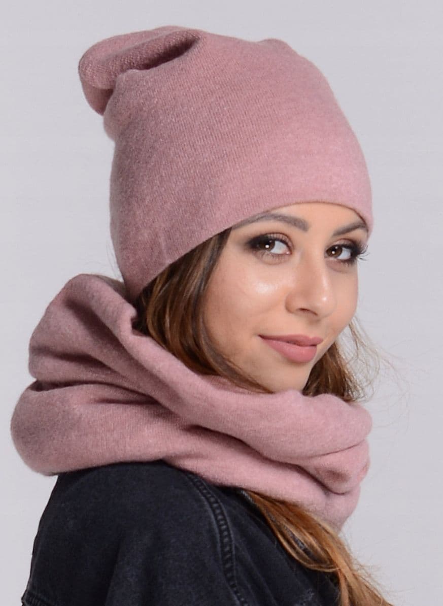 Komplet damski zimowa CZAPKA + KOMIN ciepły polski producent moda RÓŻ K6