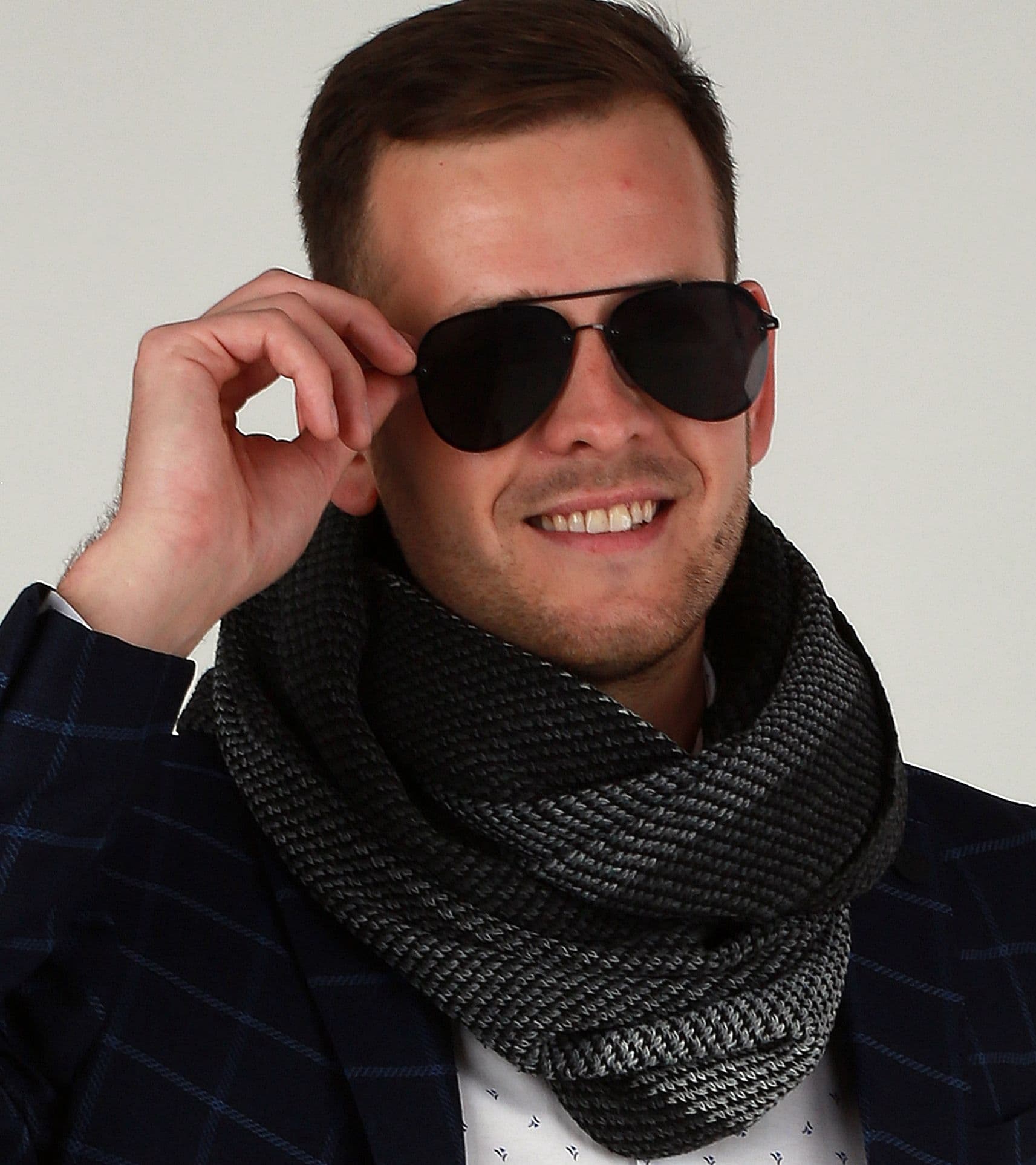 Ciepły męski komin szalik na zimę modny elegancki na prezent klasyczny 1G