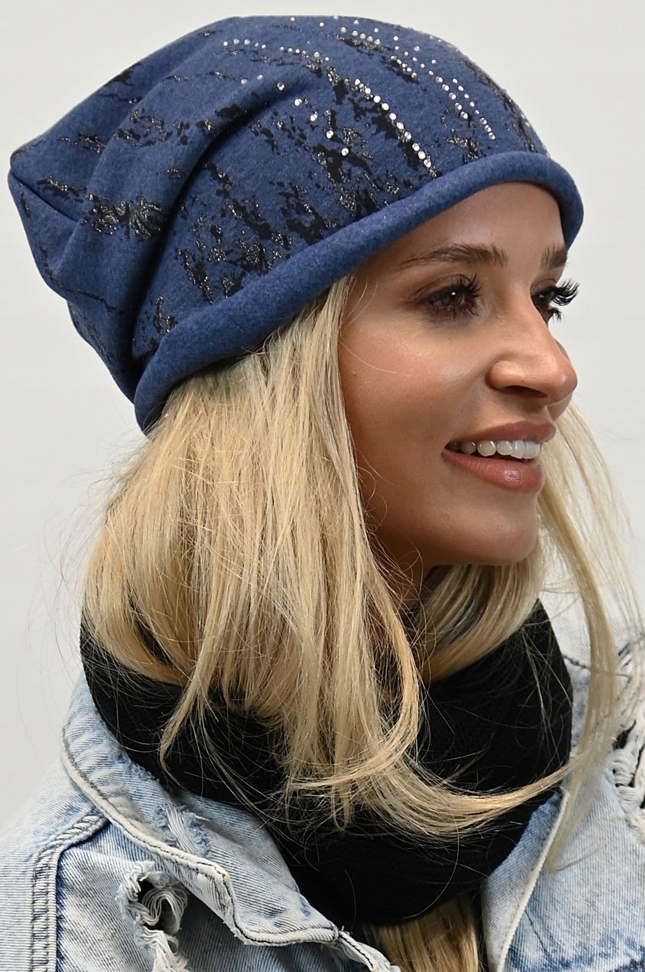 CZAPKA BEANIE damska bawełniana z lekkim polarkiem smerfetka Polska