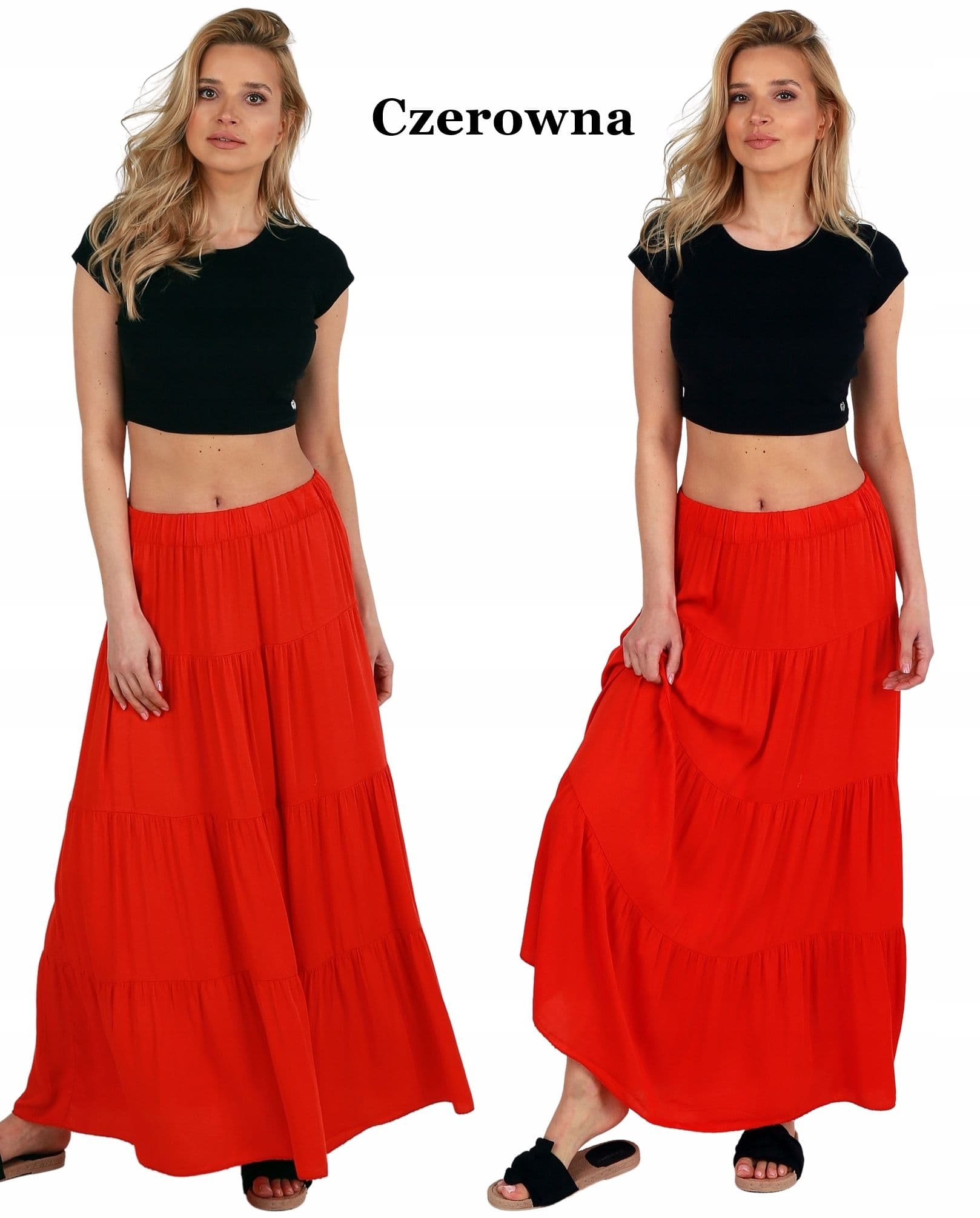 Czerwona długa letnia spódnica BOHO