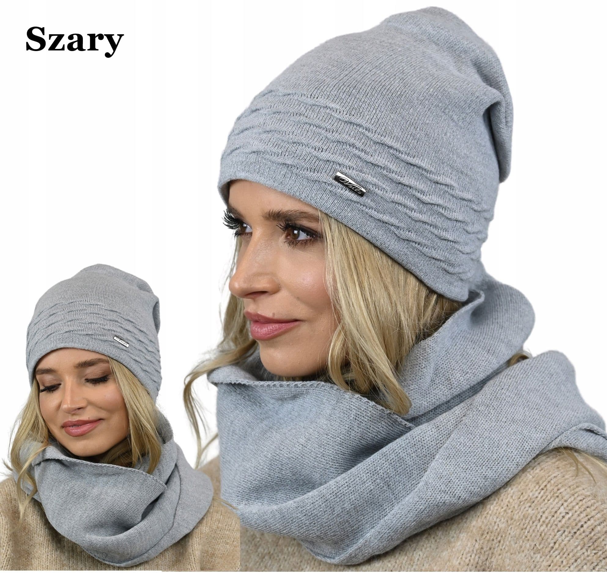 CZAPKA + KOMIN Komplet Damski na polarze zestaw Kolory K1