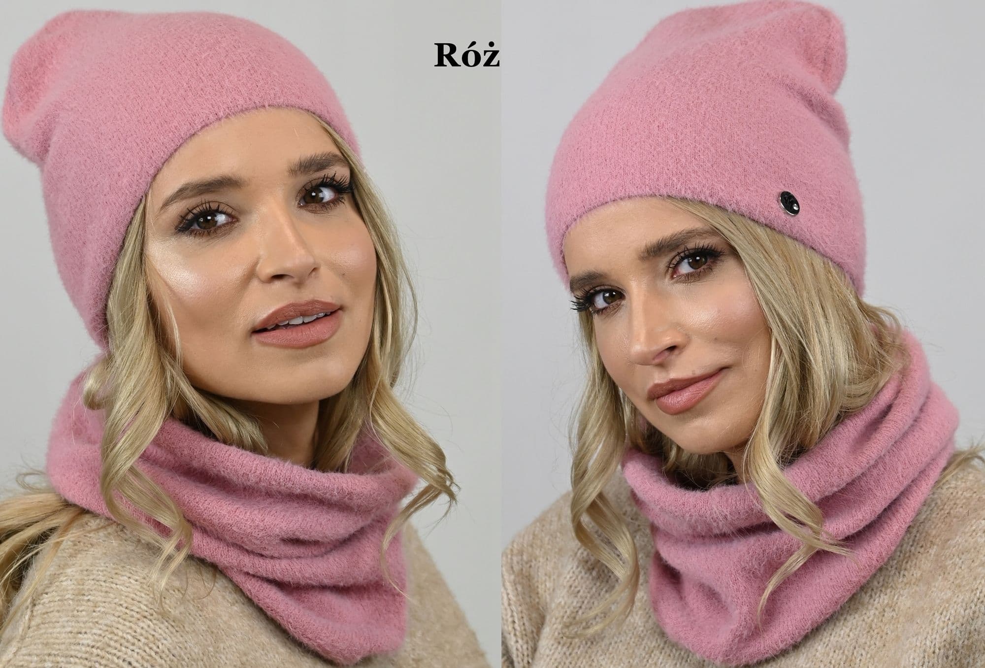 KOMPLET Alpaka Czapka BEANIA z KOMINEM KOLORY AL1