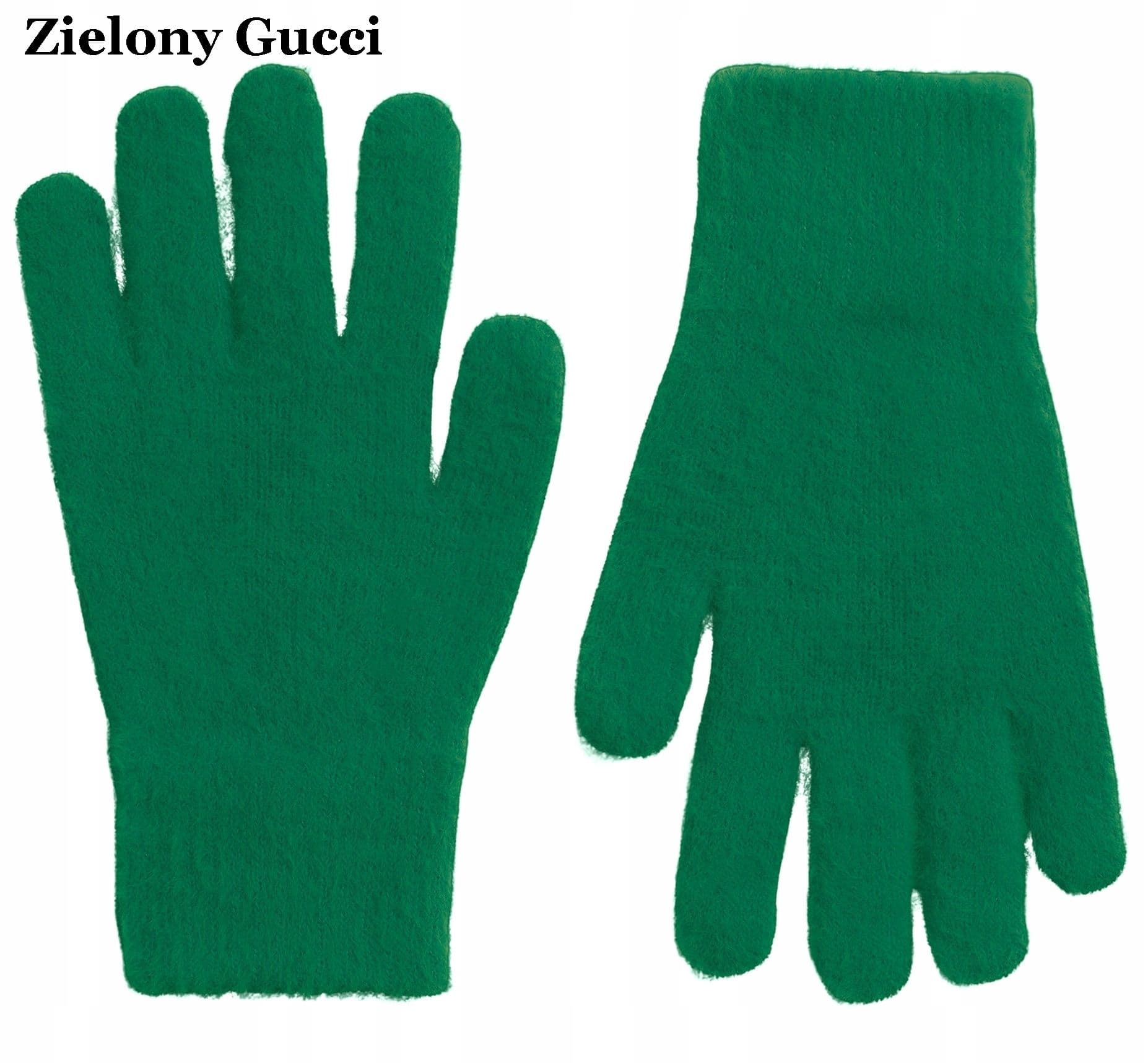 Zielone rękawiczki zimowe damskie ELEGANCKIE ciepłe Palczatki ALPAKA UNI