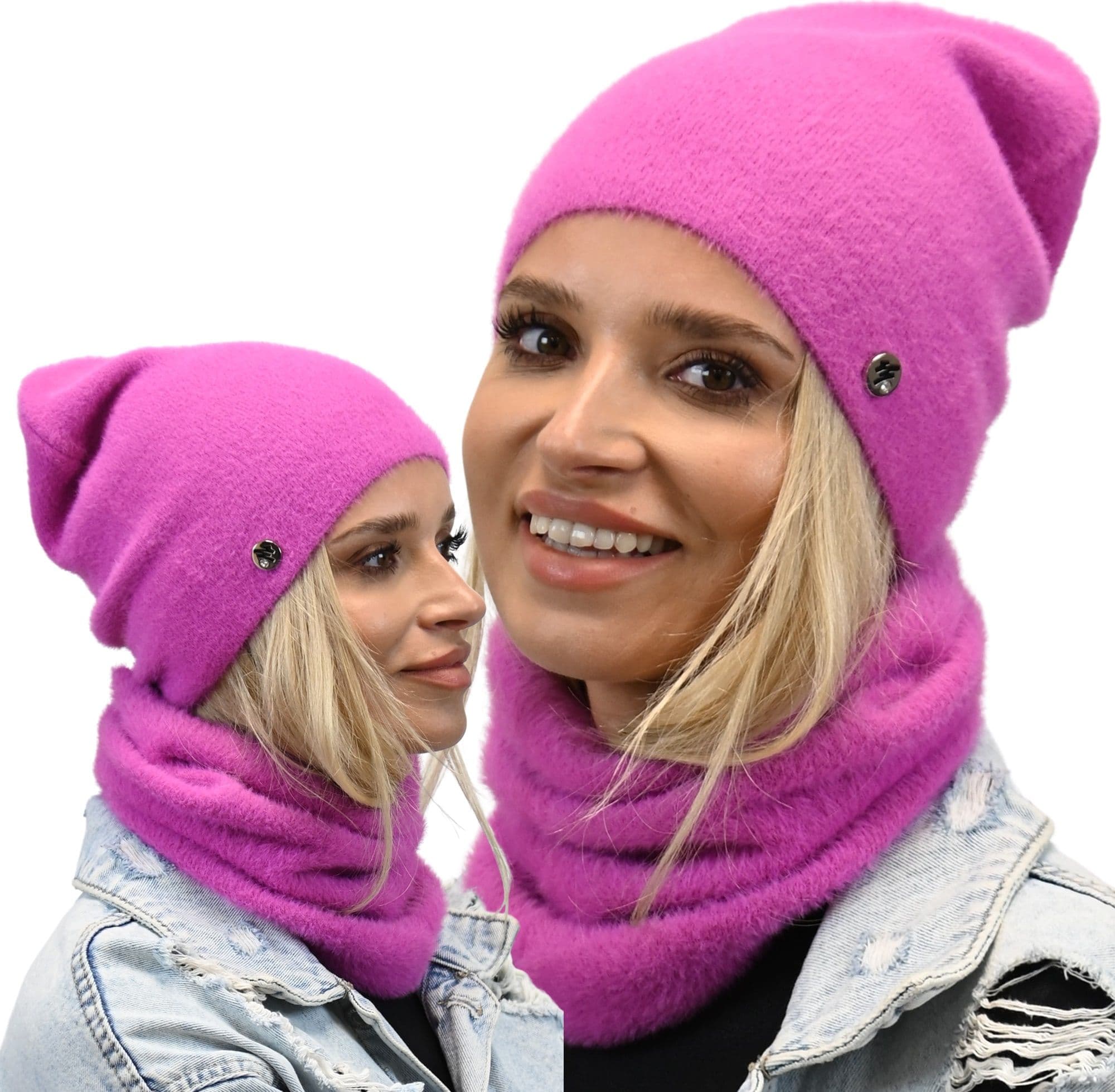 Komplet Czapka KOMIN damski alpaka tuba AL1