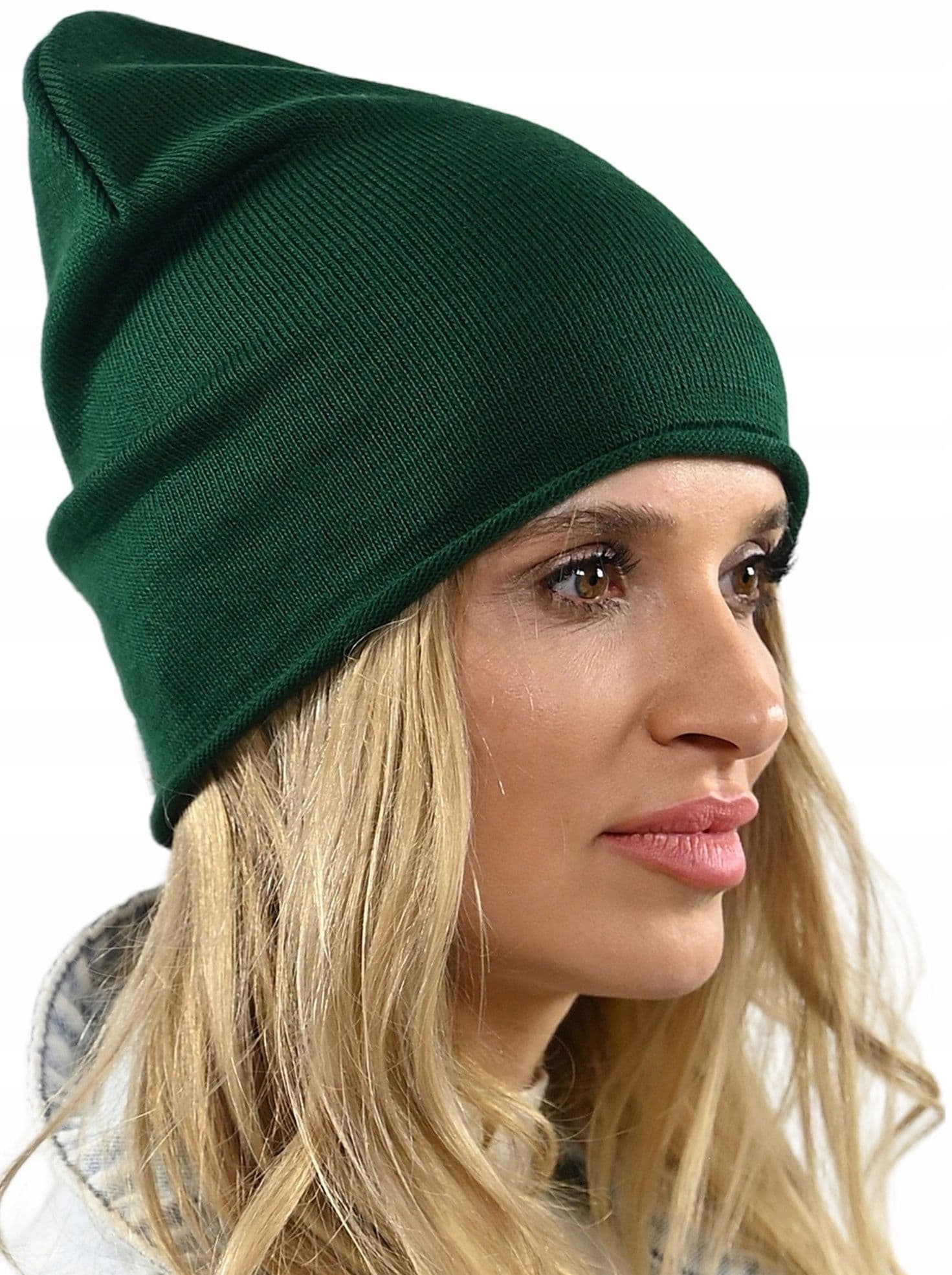 Zielona czapka dasmka beanie krasnal lekko polski producent