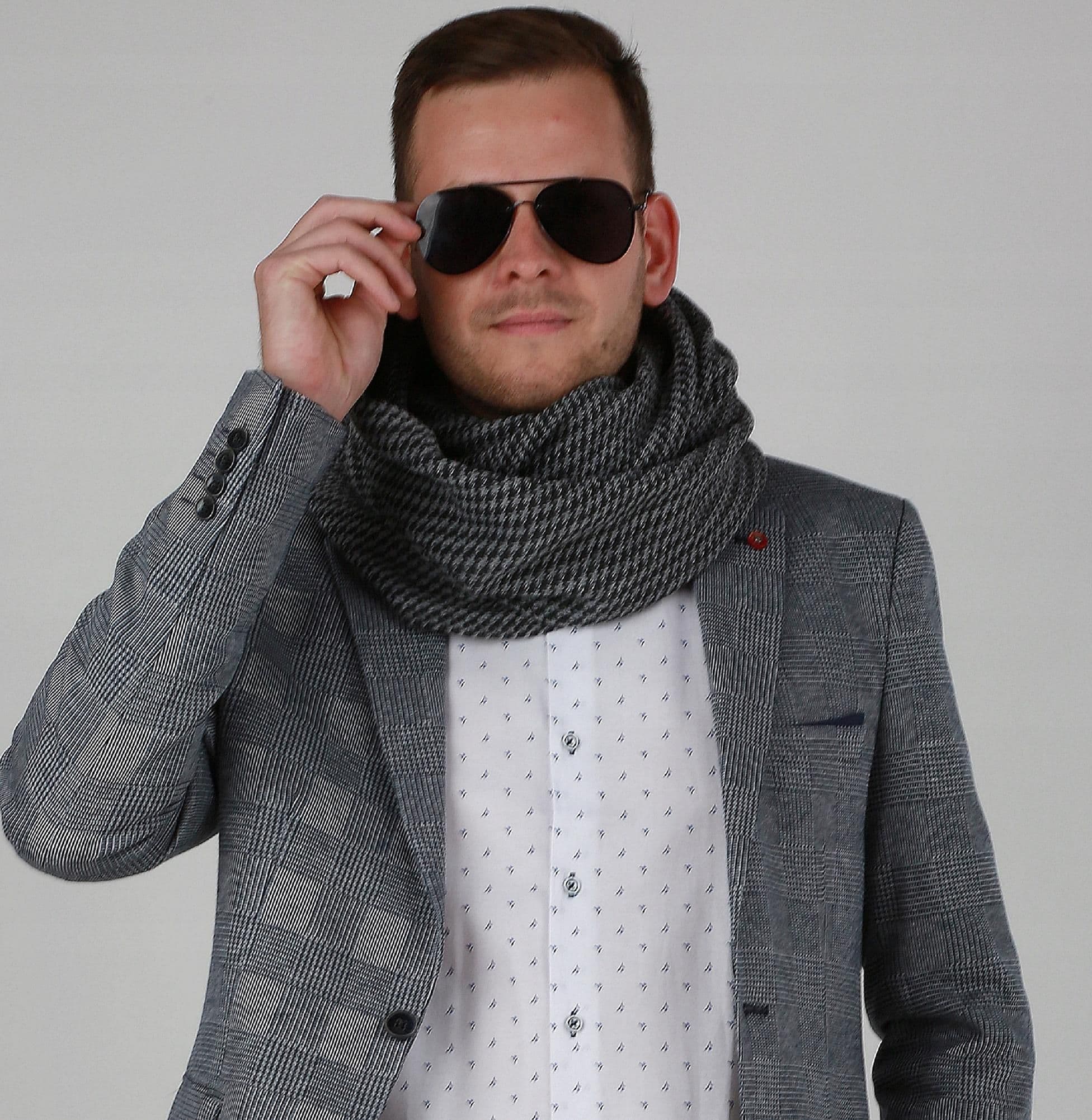 Elegancki KOMIN MĘSKI - szalik na zimę prezent klasyczny piękny ciepły 1L