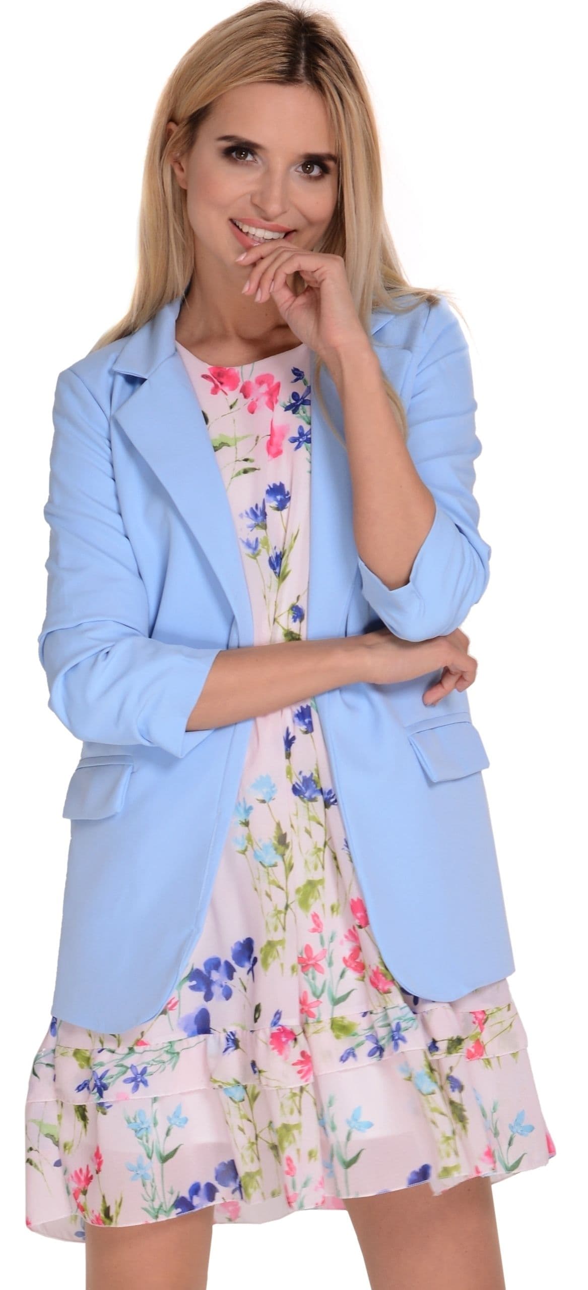 MARYNARKA damska Żakiet Elegancki Błękit 4XL/48