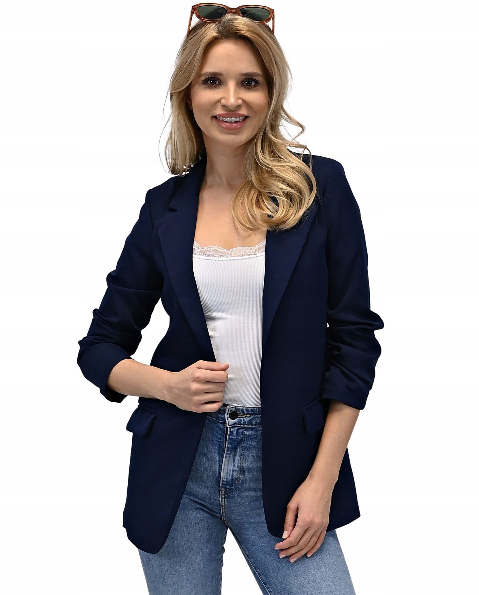 MARYNARKA damska Żakiet Granatowa Elegancka 6XL/52