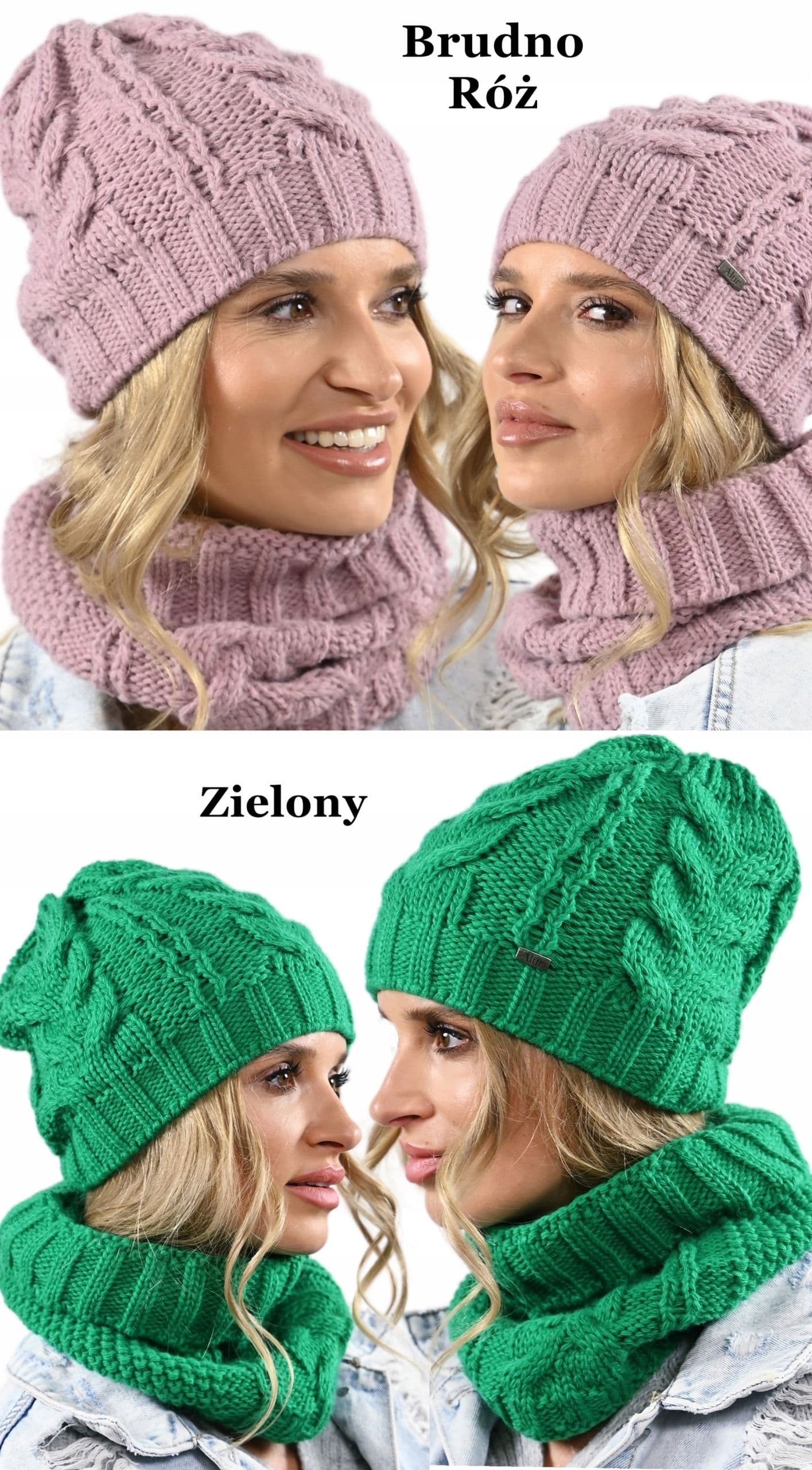POLSKA Czapka DAMSKA DZIANA smerfetka KOLORY - A4