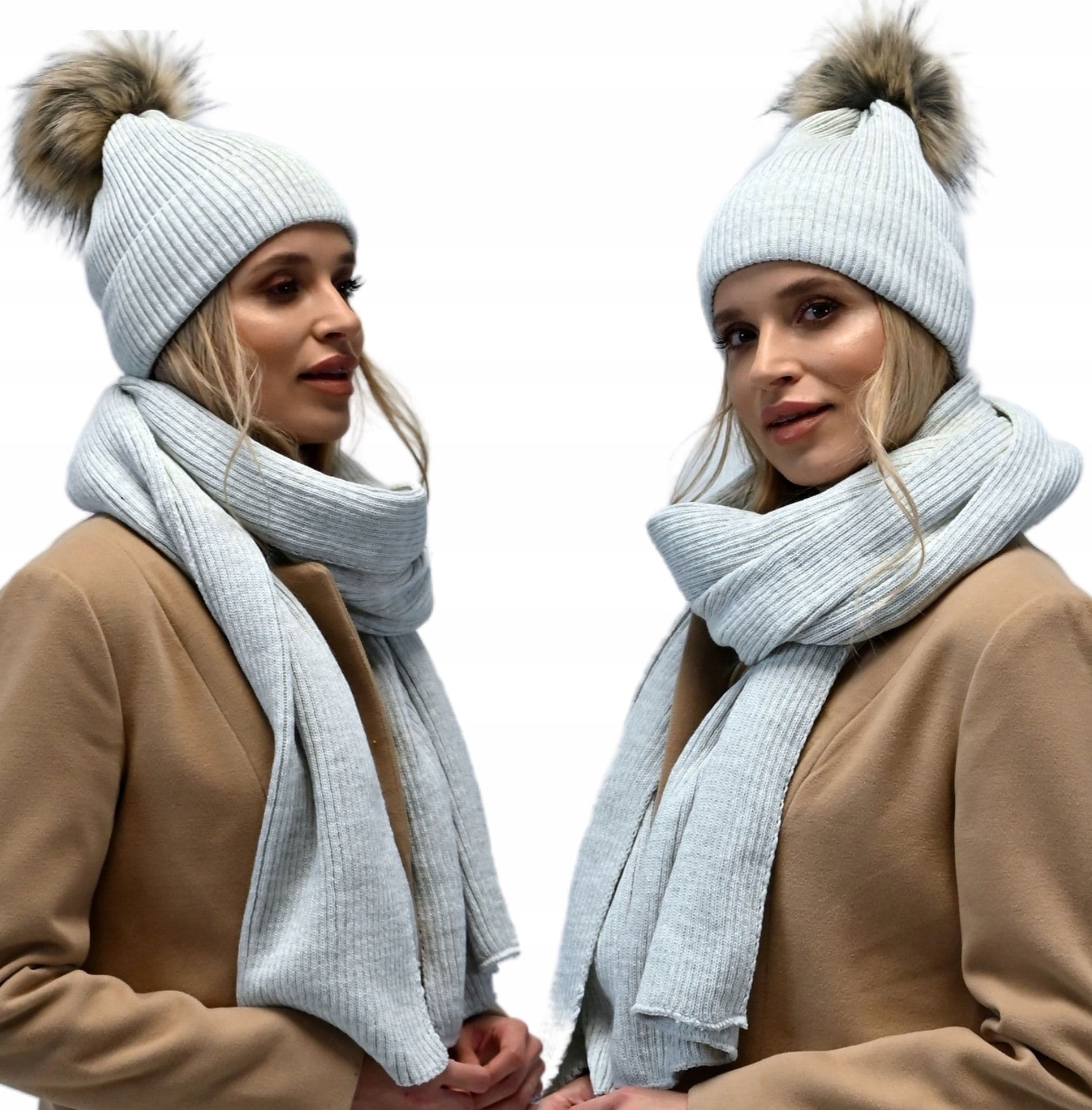 Czapka damska z dużym szalikiem Komplet zimowy MODNY Zestaw Polski KOLORY
