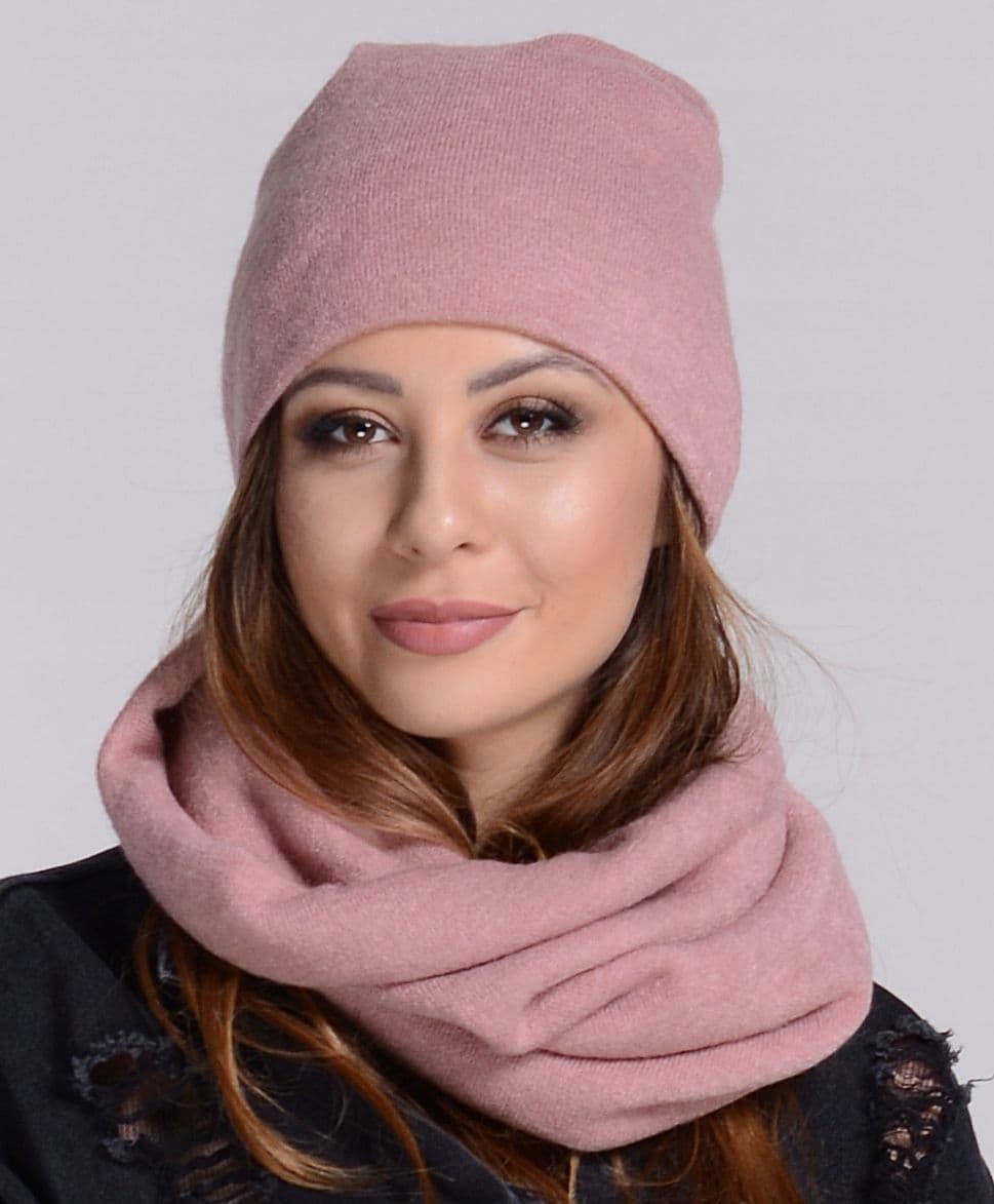 Komplet damski zimowa CZAPKA + KOMIN ciepły polski producent moda RÓŻ K6