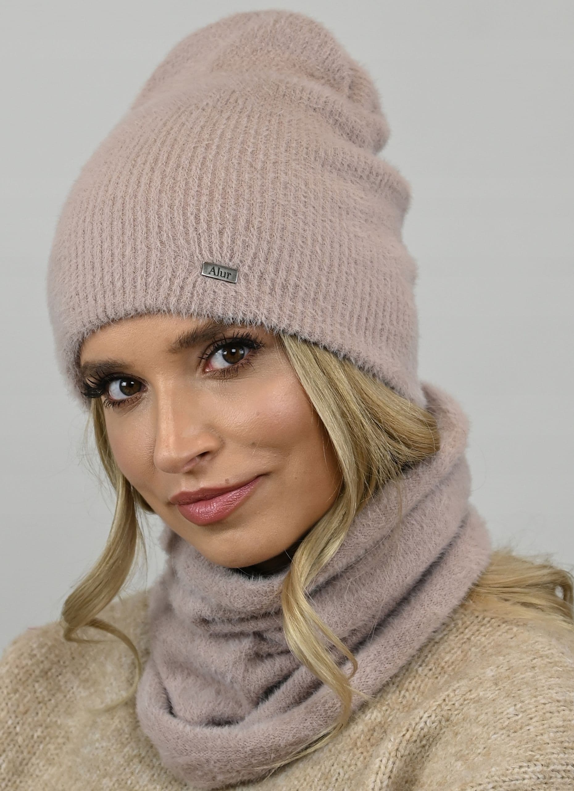 Czapka Damska Ciepła zimowa Beanie dwuwarstwowa uniwersalna modna prążek