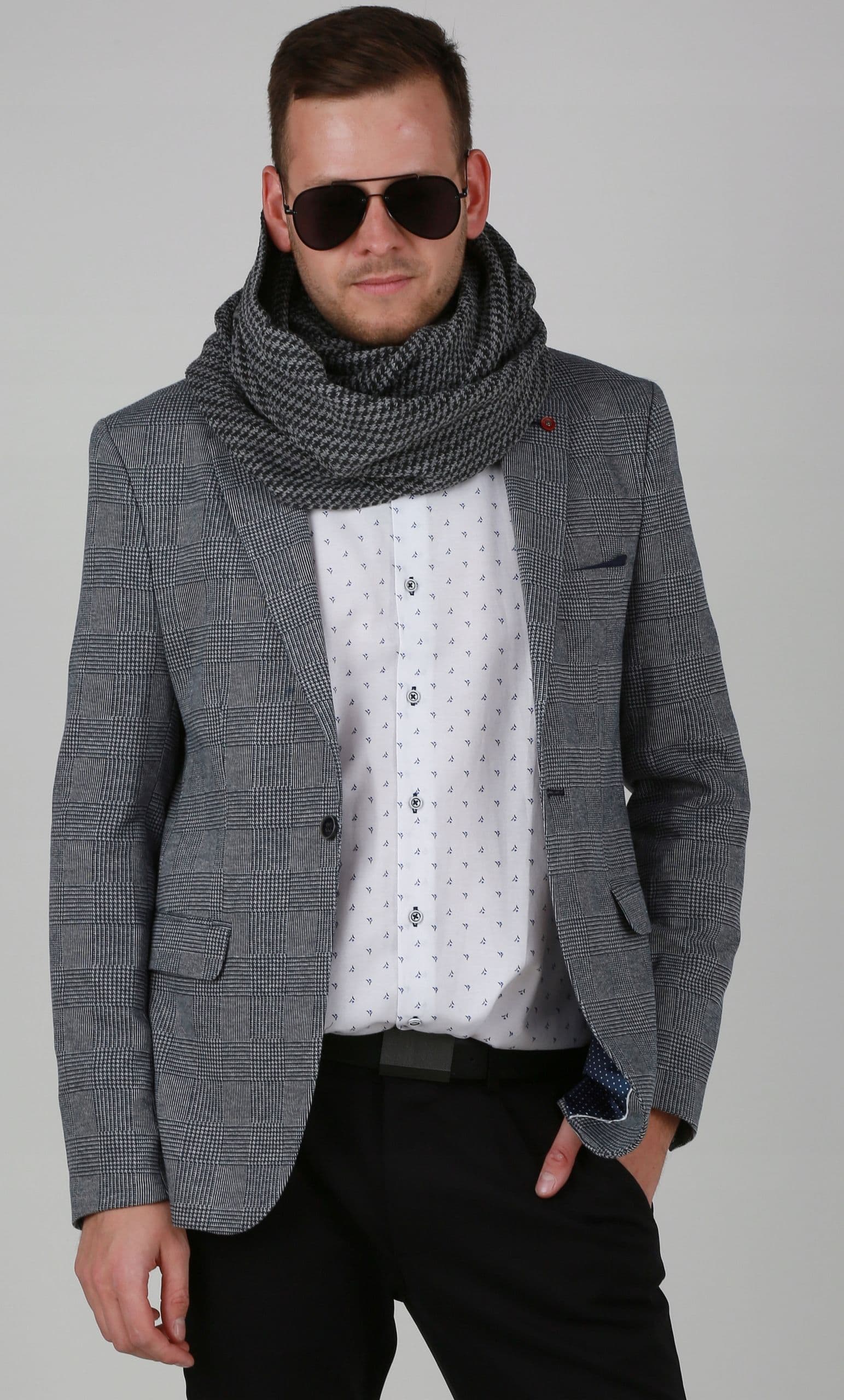 Elegancki KOMIN MĘSKI - szalik na zimę prezent klasyczny piękny ciepły 1L