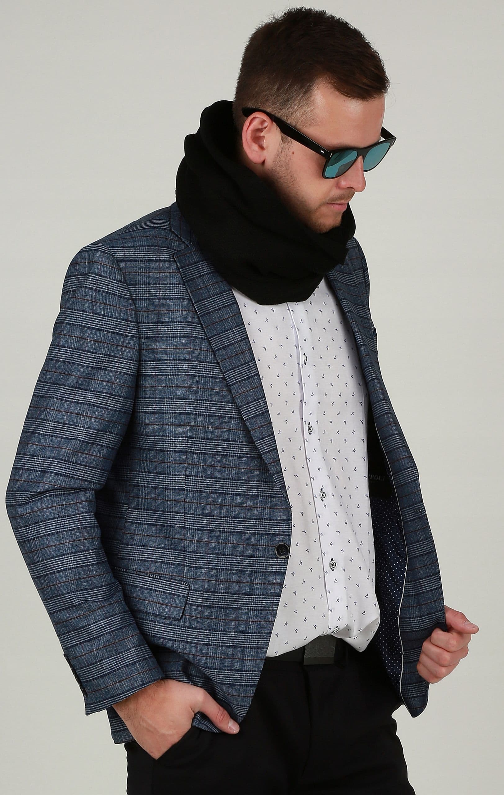 Czarny klasyczny komin MĘSKI szal ciepły elegancki na jesień-zimę 1A