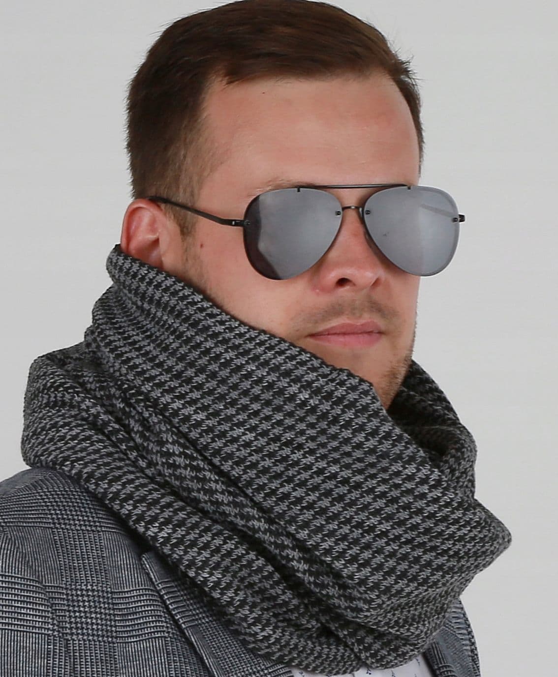 Elegancki KOMIN MĘSKI - szalik na zimę prezent klasyczny piękny ciepły 1L