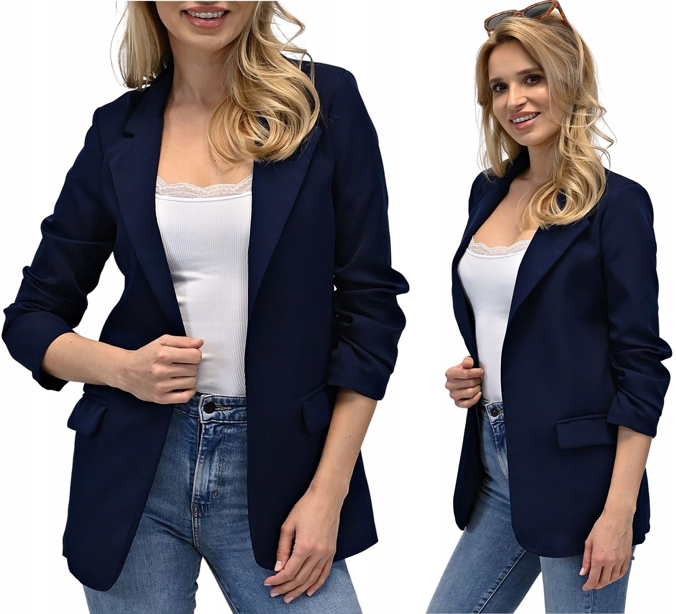 MARYNARKA damska Żakiet Granatowa Elegancka 3XL/46