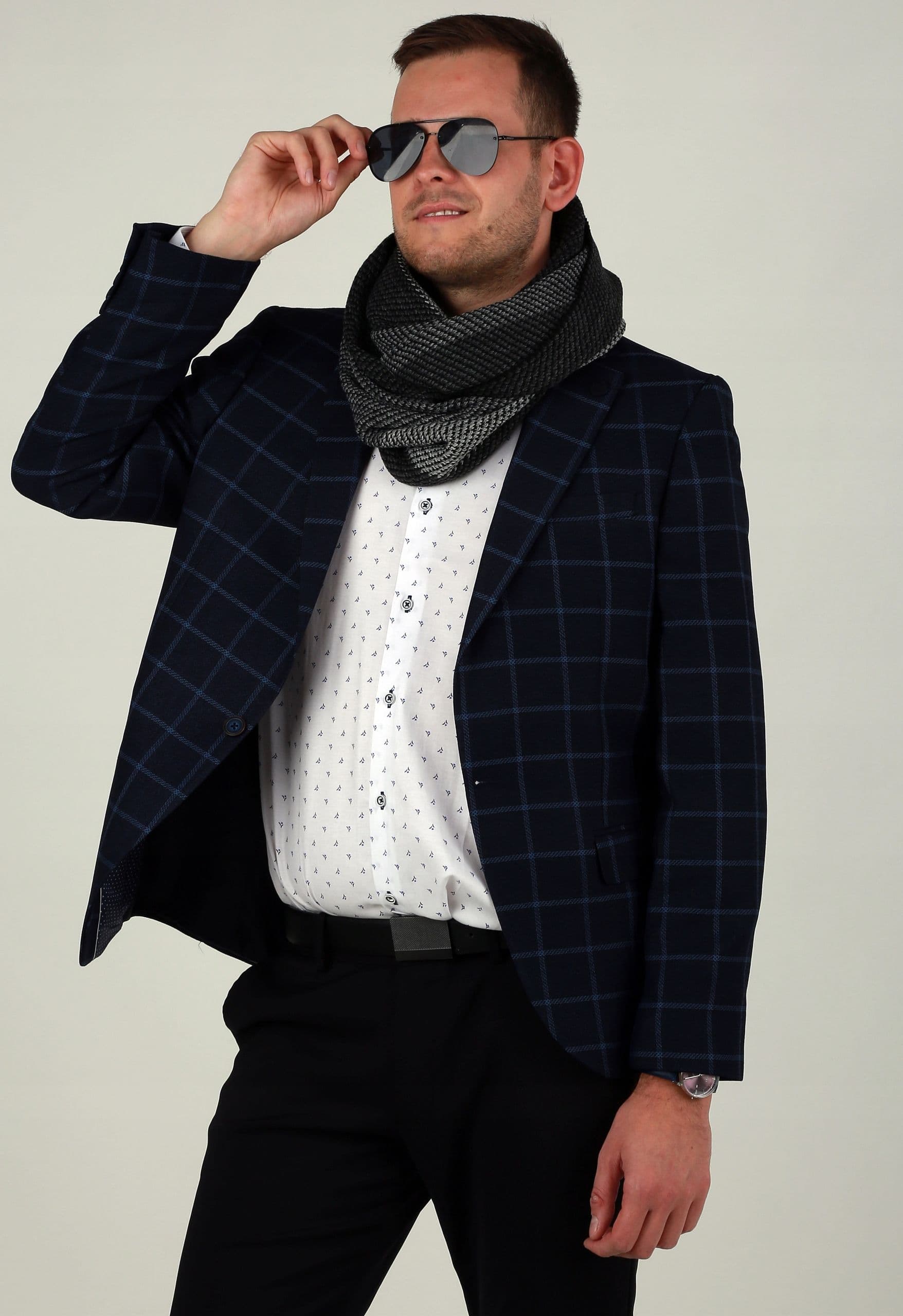 Ciepły męski komin szalik na zimę modny elegancki na prezent klasyczny 1G