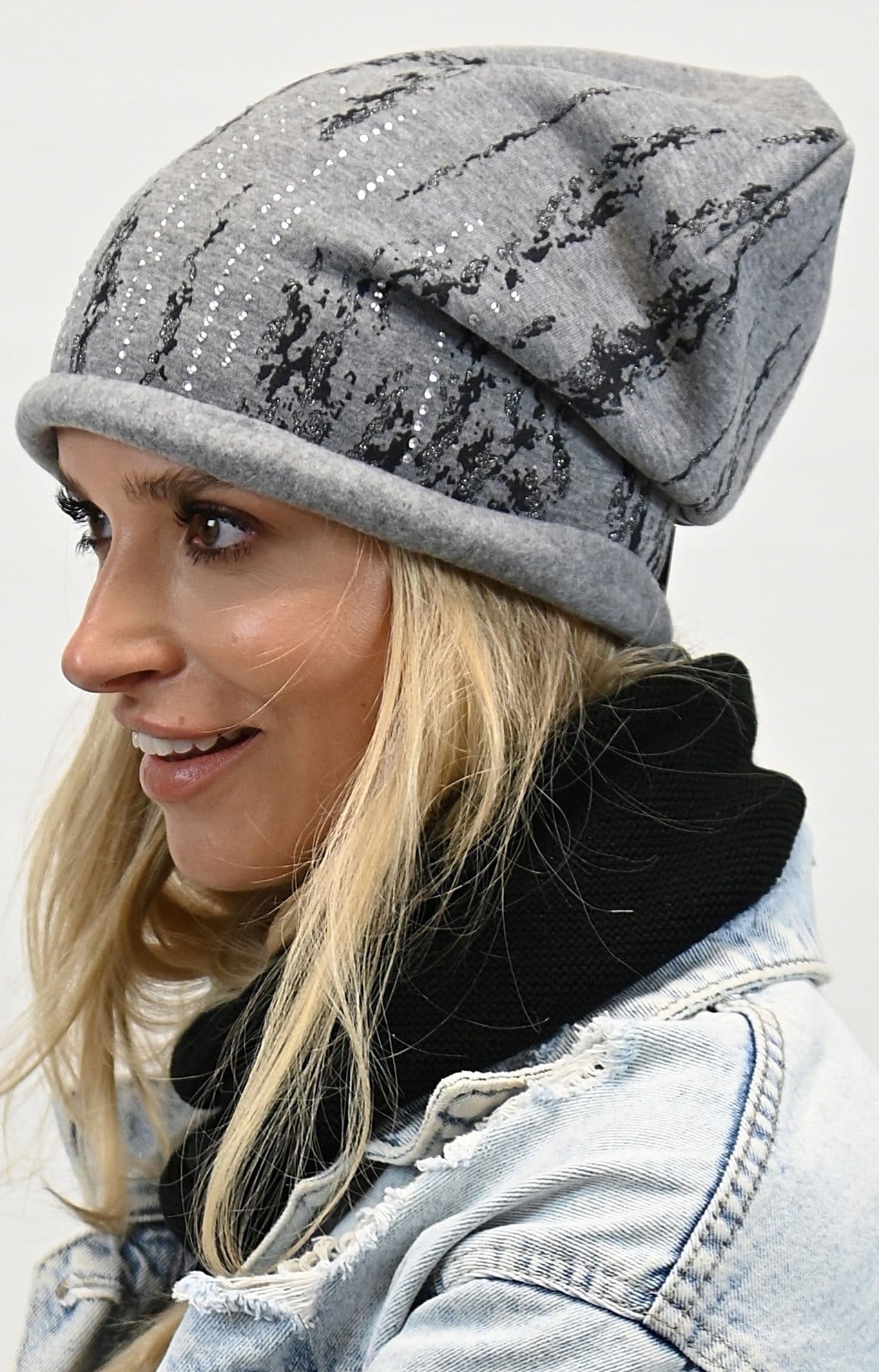 CZAPKA BEANIE damska bawełniana z lekkim polarkiem smerfetka Polska