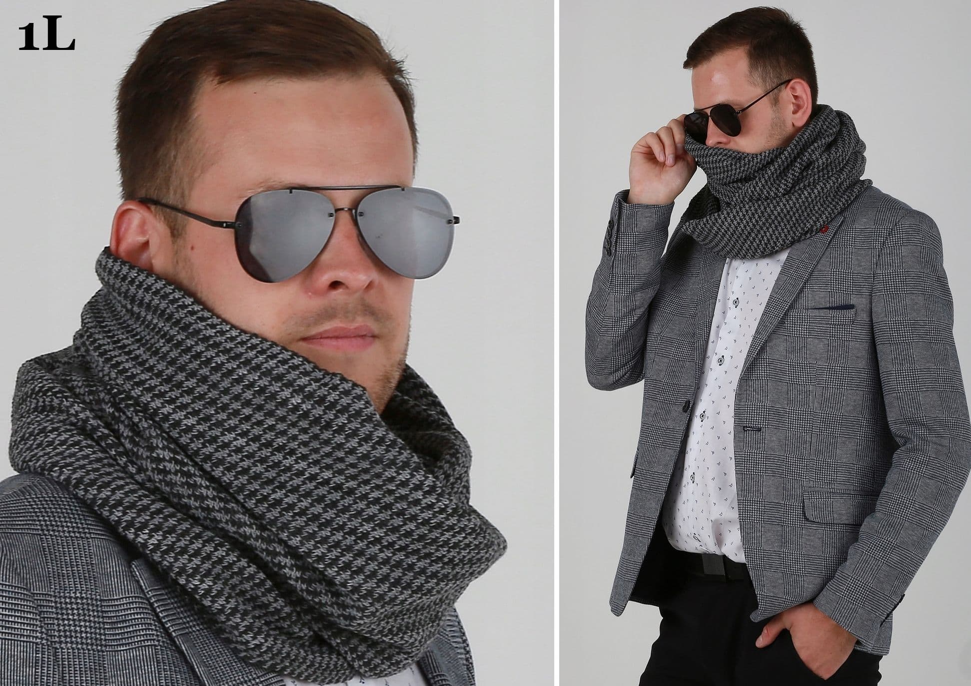 Elegancki KOMIN MĘSKI - szalik na zimę prezent klasyczny piękny ciepły 1L