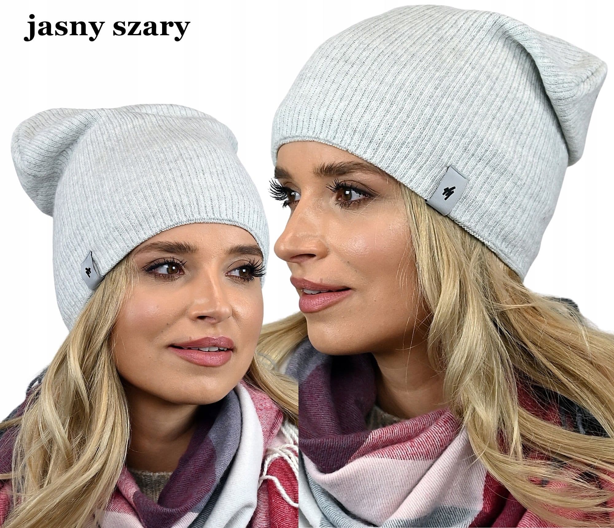 Damska CZAPKA smerfetka prążek z polarem