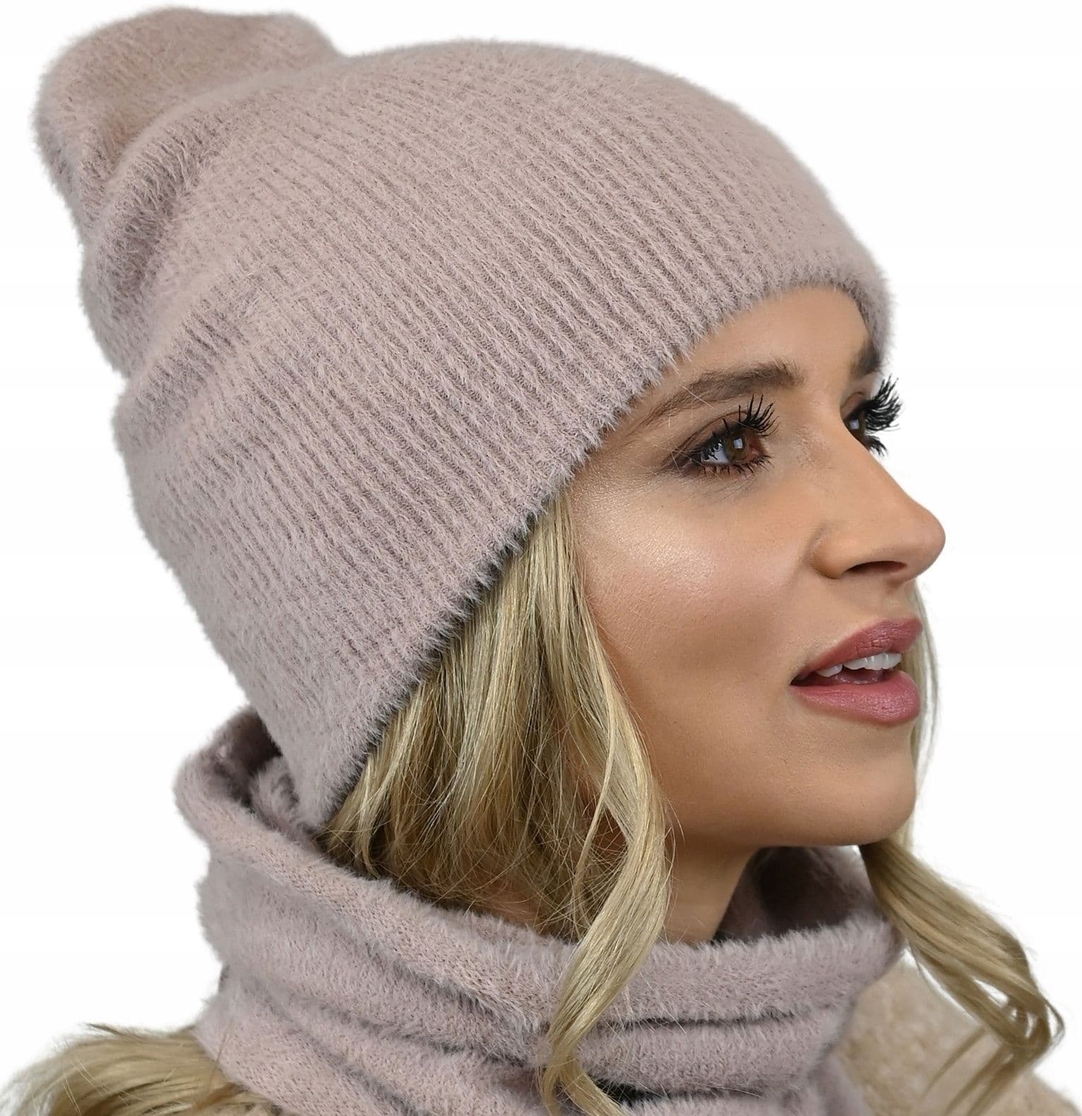 Czapka Damska Ciepła zimowa Beanie dwuwarstwowa uniwersalna modna prążek