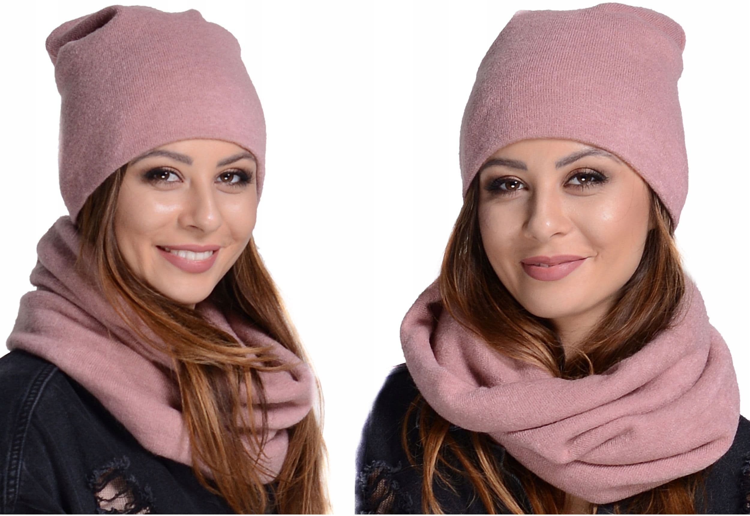 Komplet damski zimowa CZAPKA + KOMIN ciepły polski producent moda RÓŻ K6