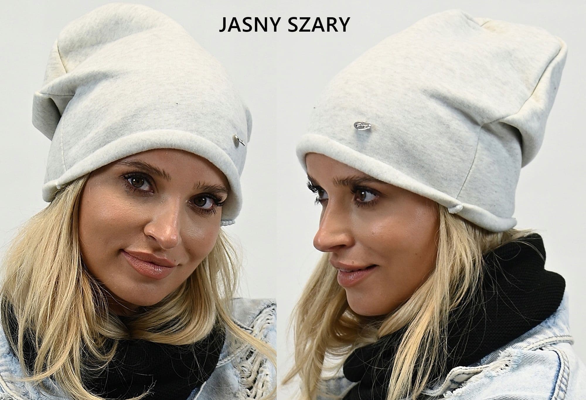 CZAPKA damska bawełniana z polarem smerfetka gładka beanie KOLORY wz13