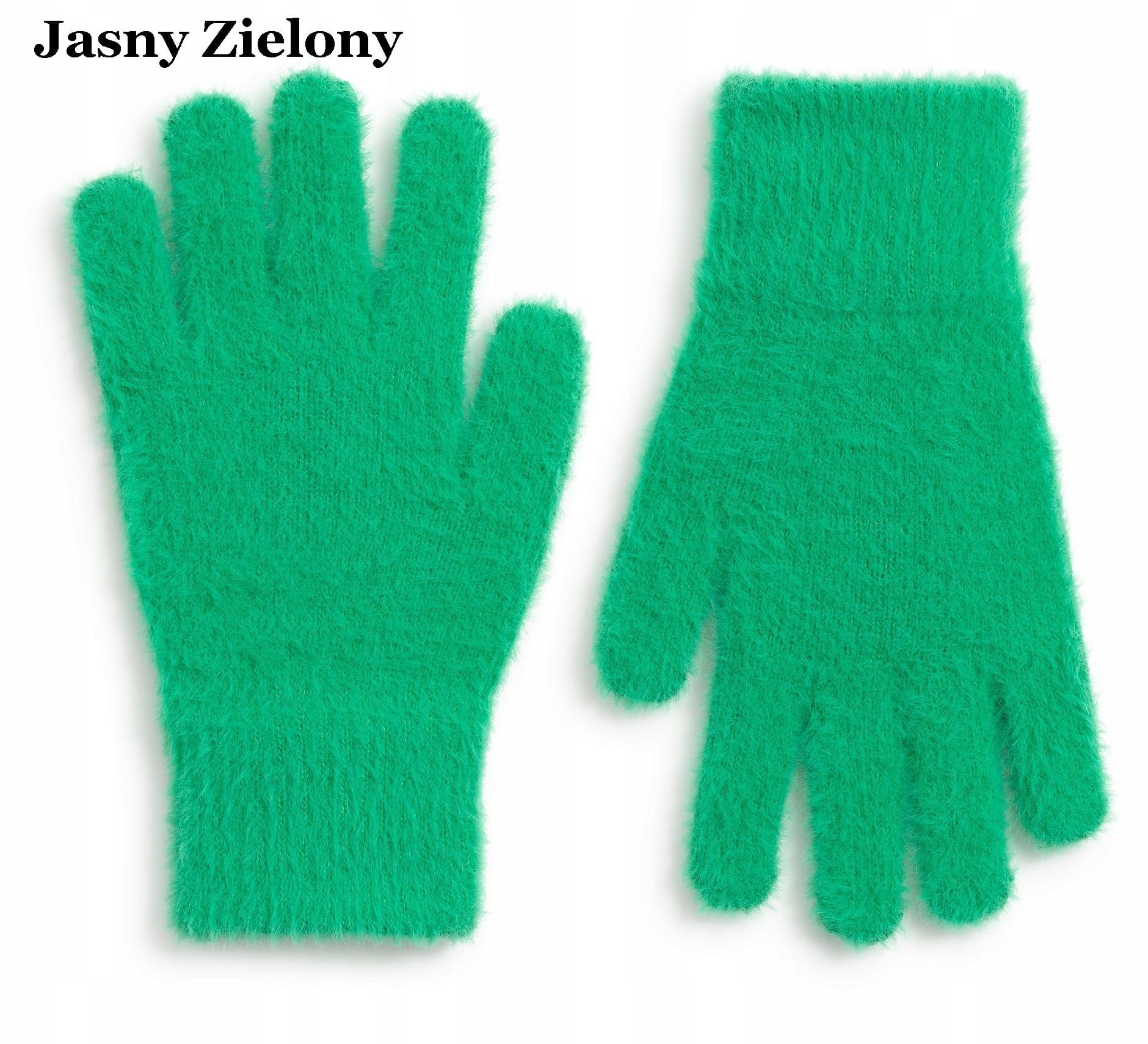 Jasny zielony rękawiczki zimowe damskie ELEGANCKIE ciepłe Palczatki ALPAKA