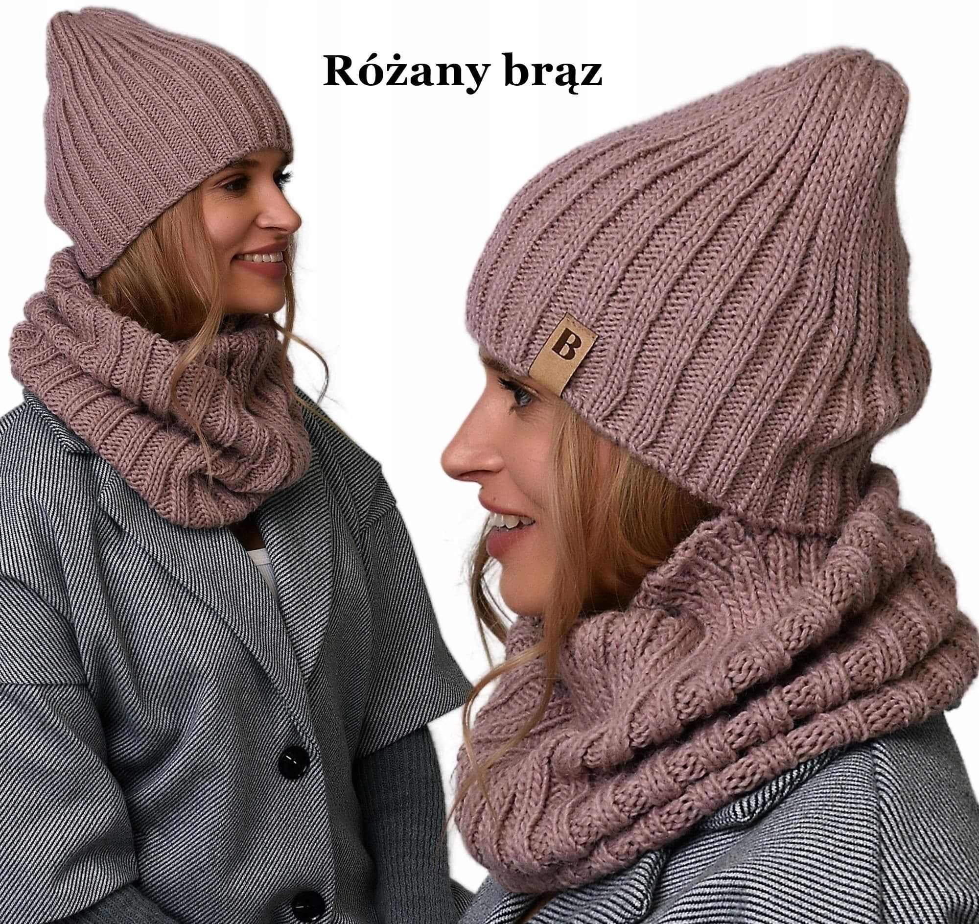CZAPKA Z KOMINEM zestaw zimowy damski gruby ciepły polski producent Be4
