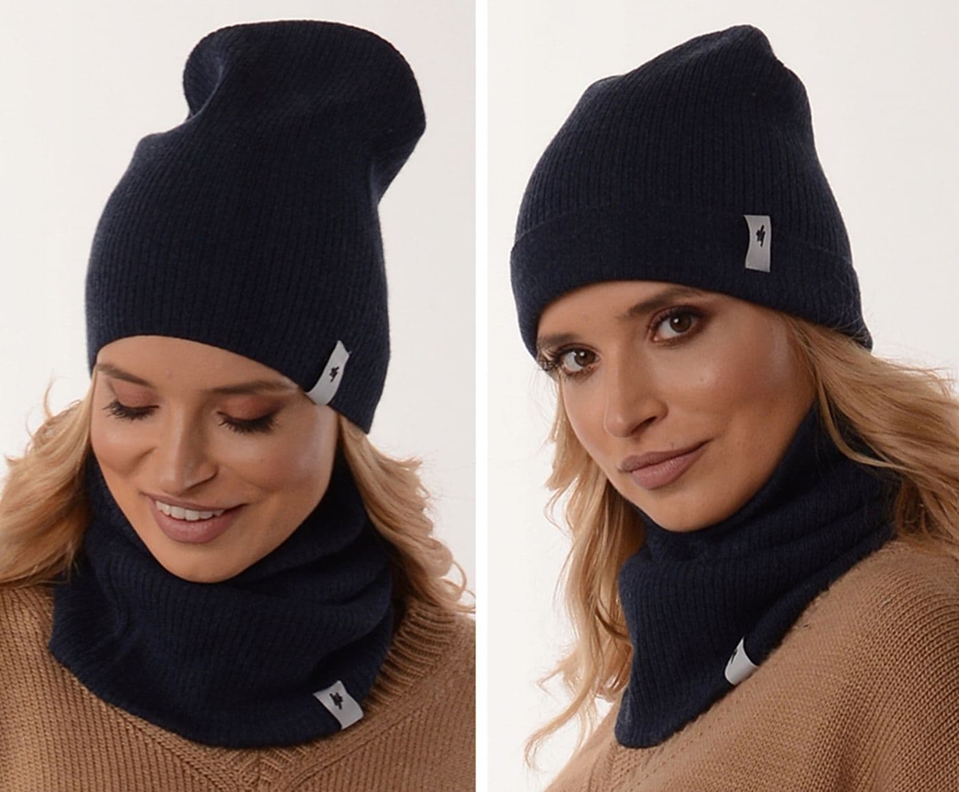 Damski KOMPLET CZAPKA - KOMIN na zimę zestaw tuba beanie polski producent