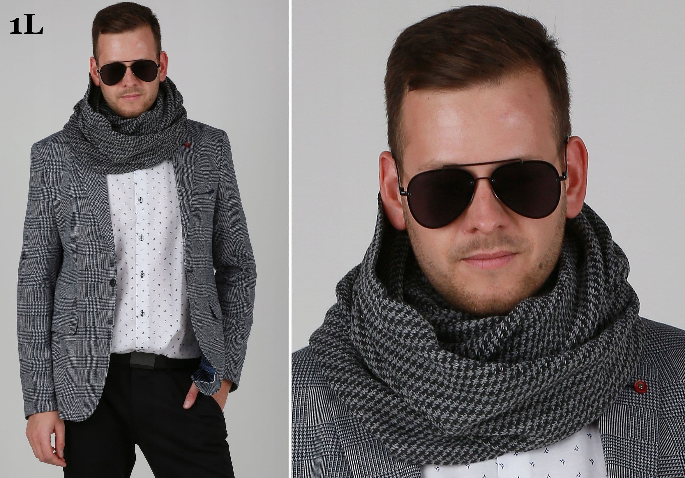 Elegancki KOMIN MĘSKI - szalik na zimę prezent klasyczny piękny ciepły 1L