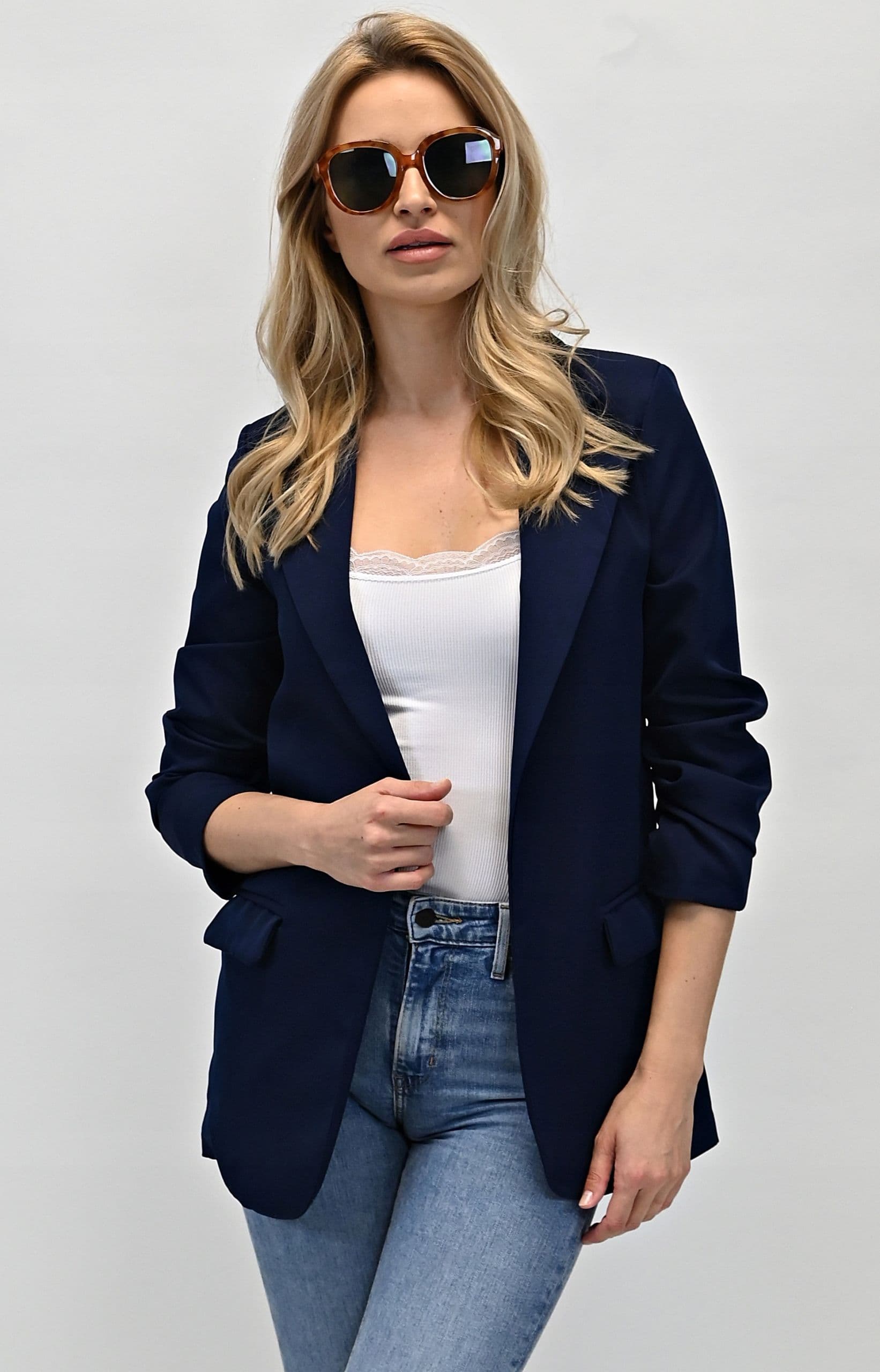 MARYNARKA damska Żakiet Granatowa Elegancka 4XL/48