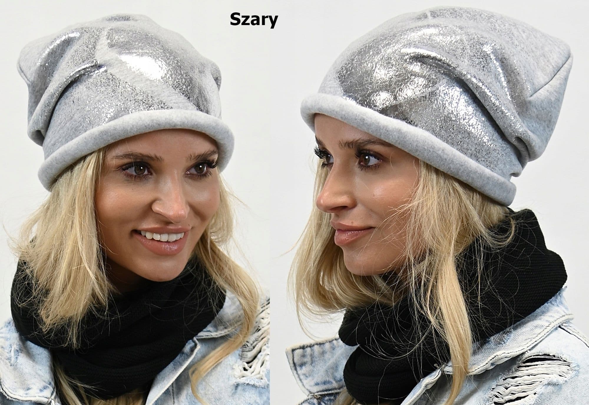 CZAPKA beanie smerfetka damska bawełniana z polarem KOLORY wz4