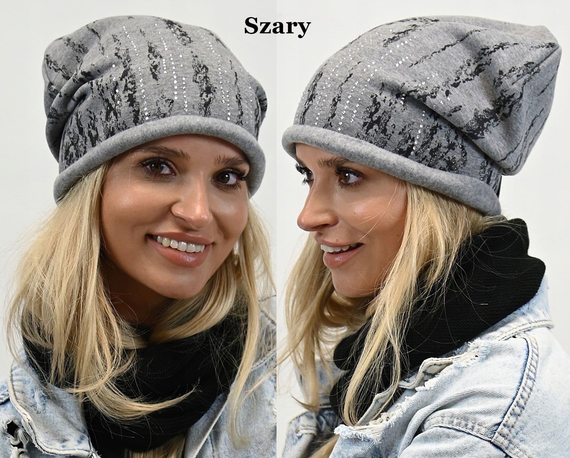 CZAPKA BEANIE damska bawełniana z lekkim polarkiem smerfetka Polska