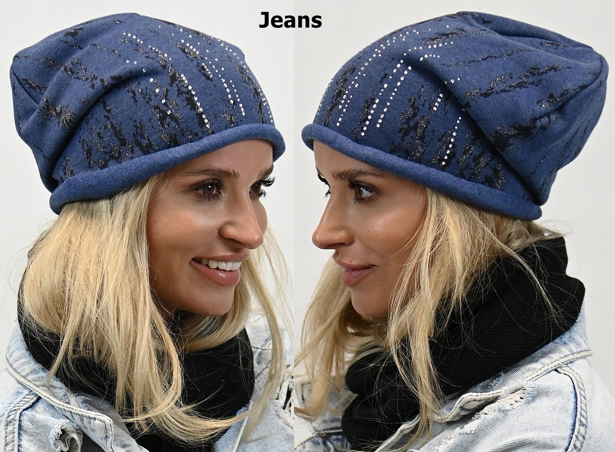 CZAPKA BEANIE damska bawełniana z lekkim polarkiem smerfetka Polska