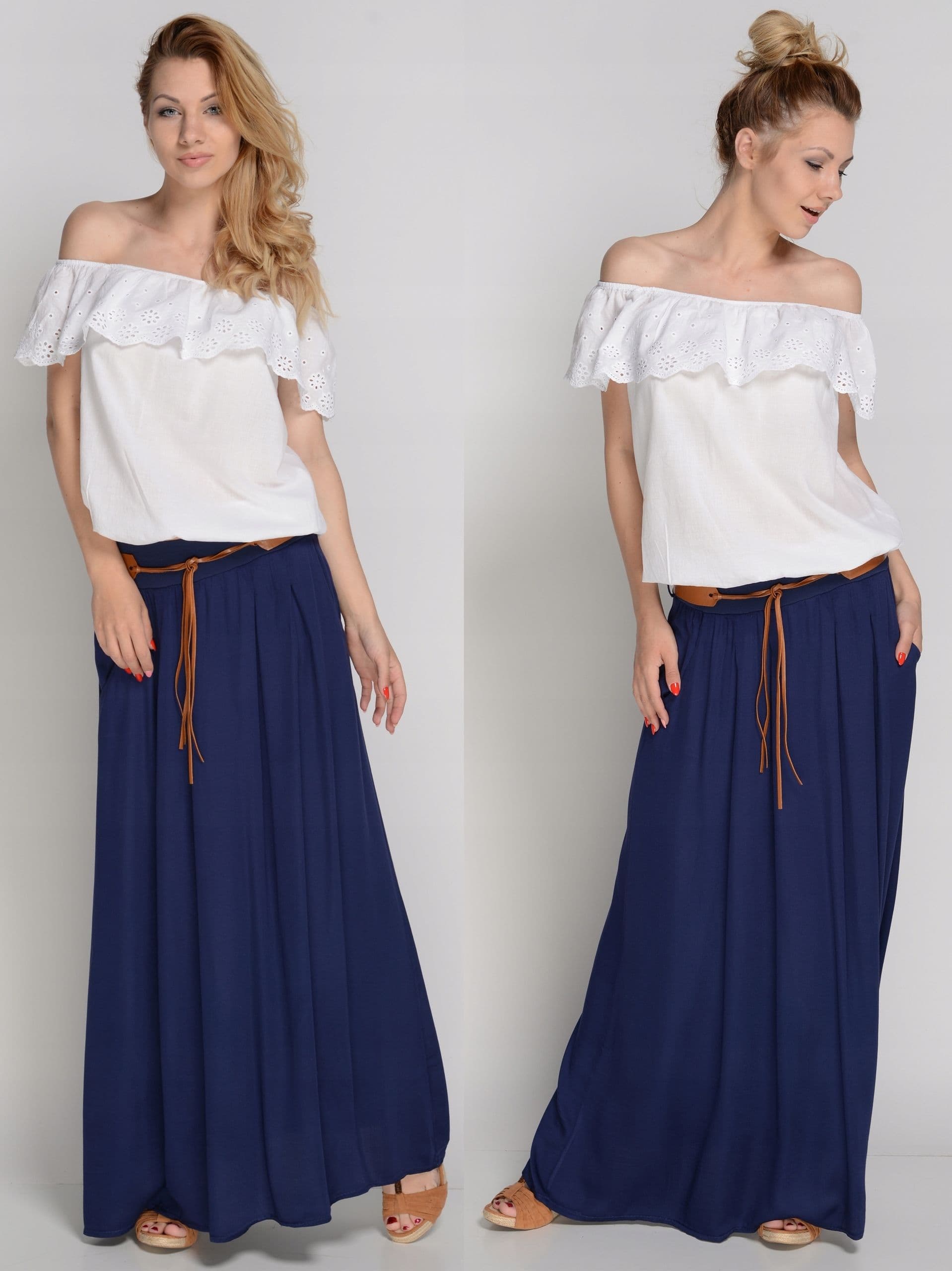 Długa ZWIEWNA SPÓDNICA boho GRANAT KIESZENIE S,M,L
