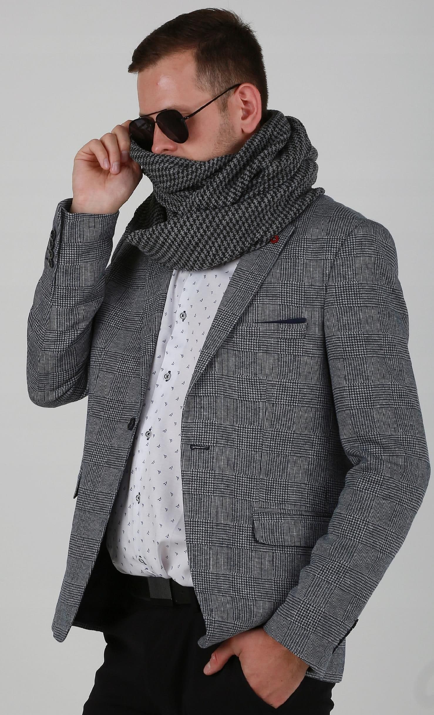 Elegancki KOMIN MĘSKI - szalik na zimę prezent klasyczny piękny ciepły 1L