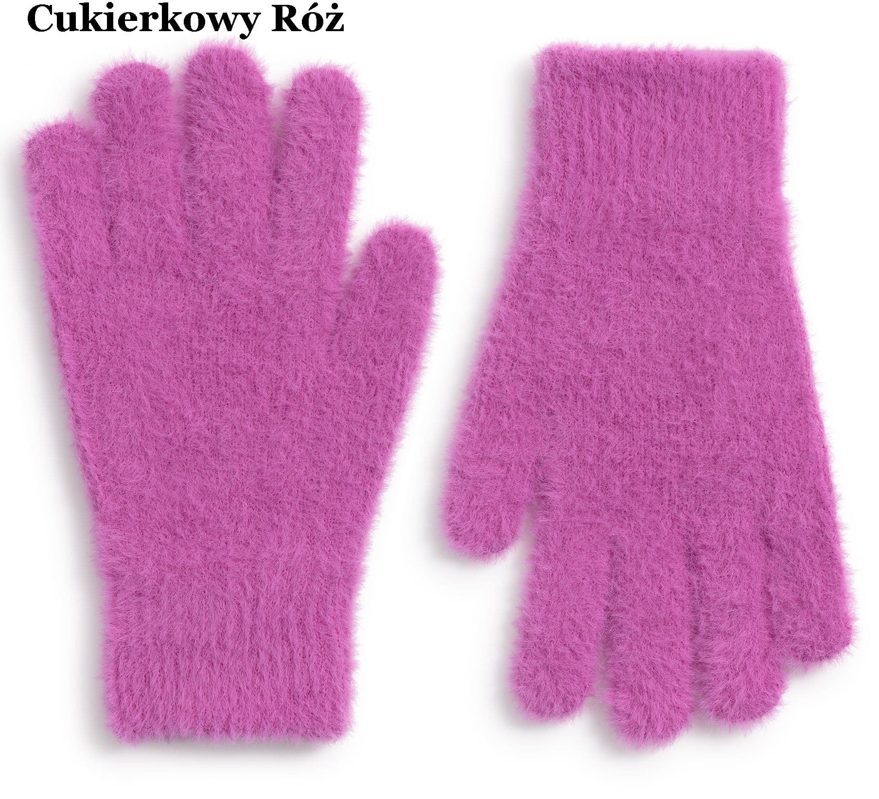 Neon róż rękawiczki zimowe damskie ELEGANCKIE ciepłe Palczatki zima ALPAKA