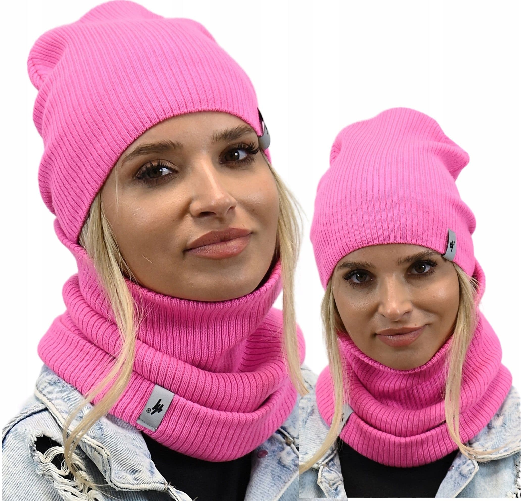 polski KOMPLET CZAPKA Z KOMINEM na zimę beanie szalik tuba ZESTAW prezent