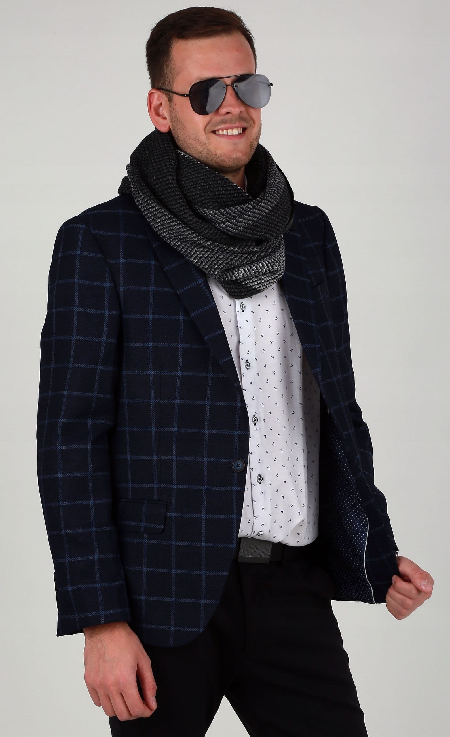 Ciepły męski komin szalik na zimę modny elegancki na prezent klasyczny 1G