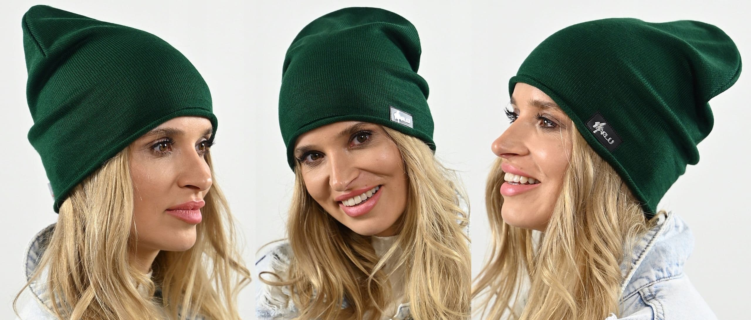 Zielona czapka dasmka beanie krasnal lekko polski producent